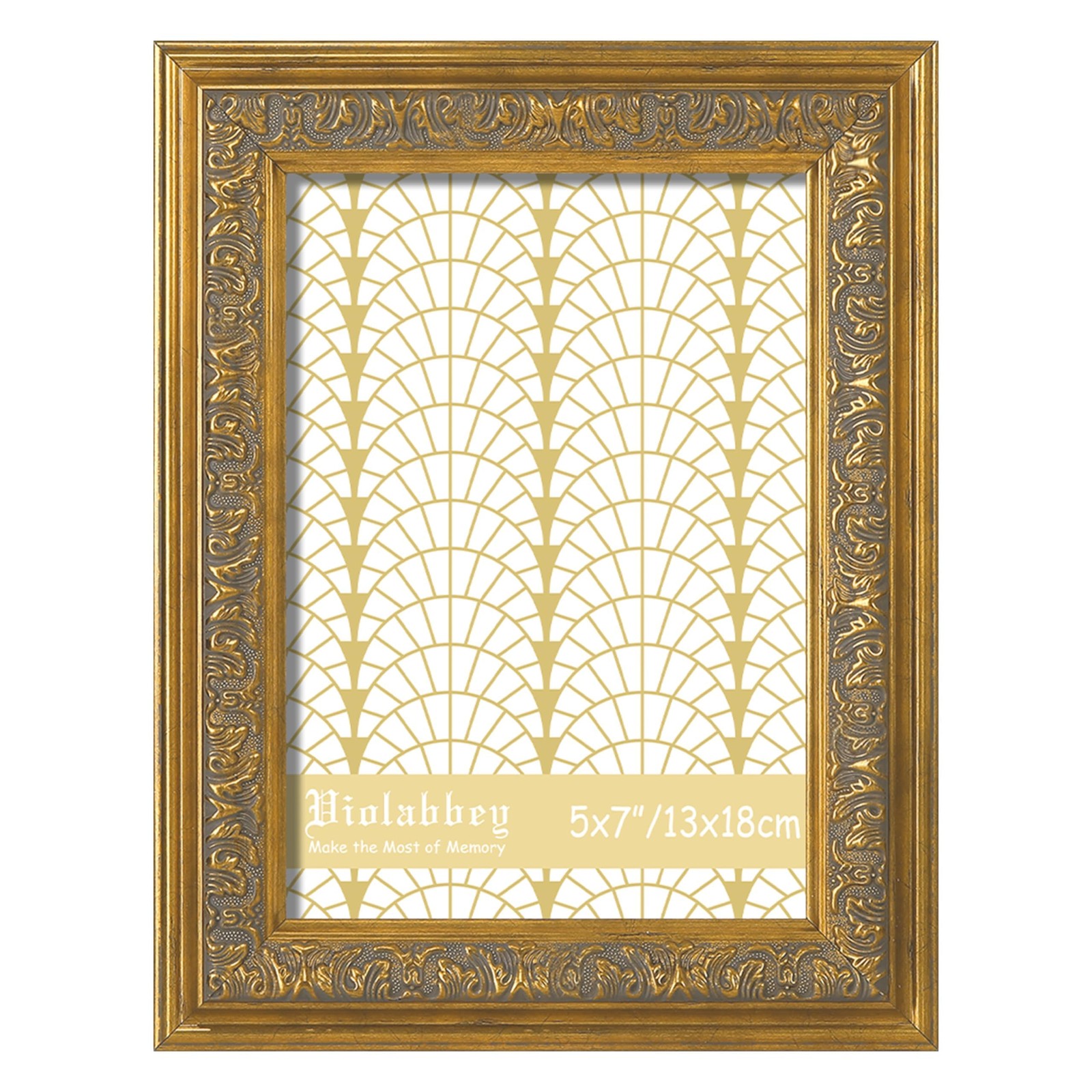 VIOLABBEY 5×7 Picture Frame Gold, Vintage Photo Frames Ornate 5×7, Gold
