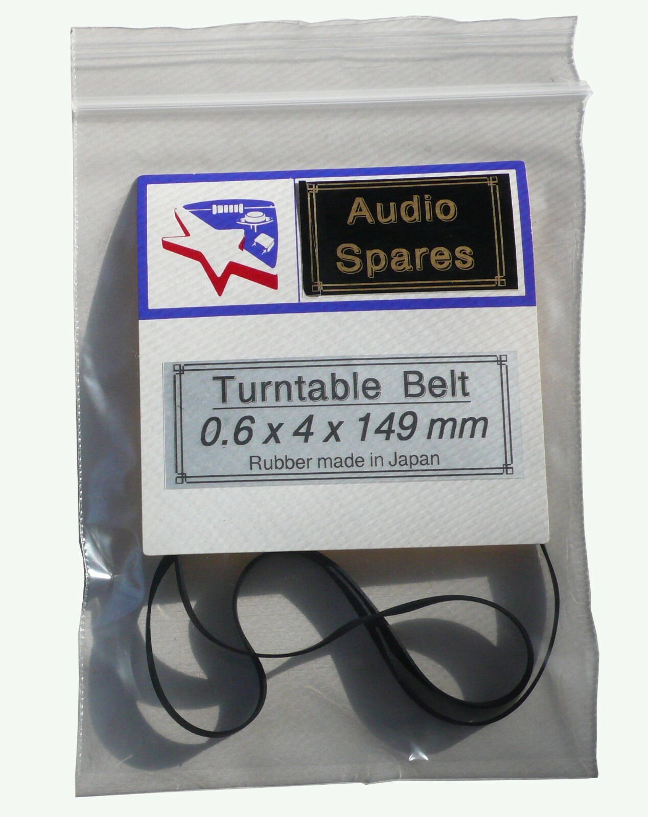 Turntable Belt : Diameter A = 149 mm x Thickness B = 0.6 mm x Width C = 4 mm