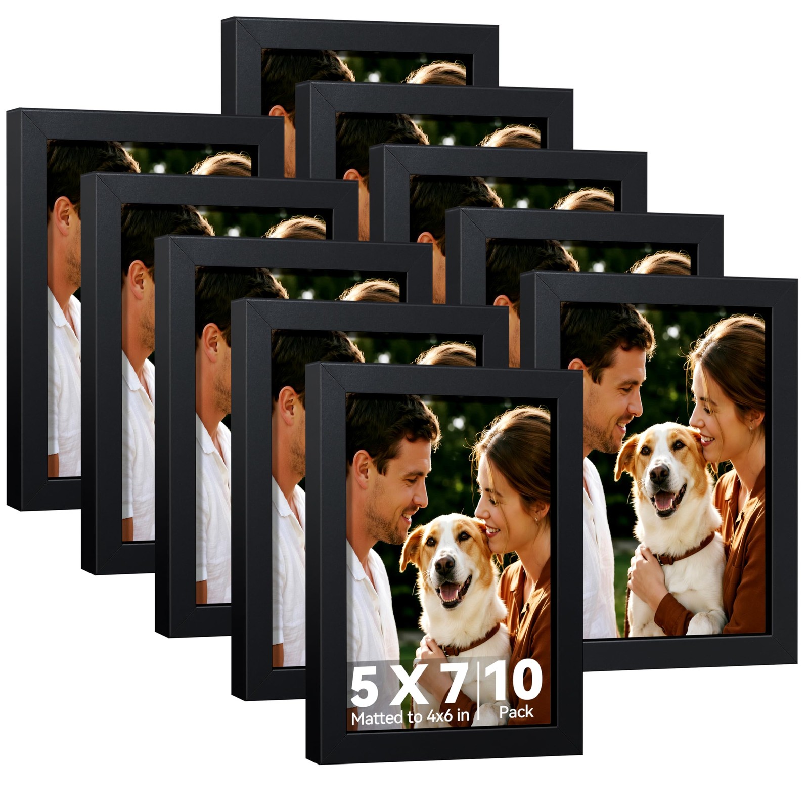 HappyHapi 5×7 Picture Frames Black Set of 10, Tabletop or inch,