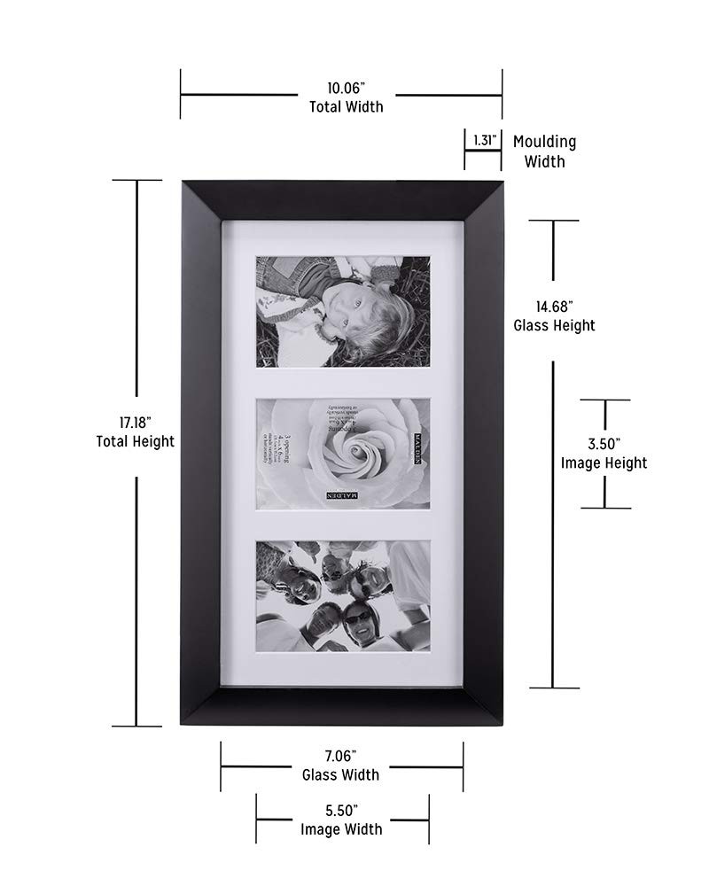 Malden International Designs Berkeley Matted Black Wood 3-Opening,