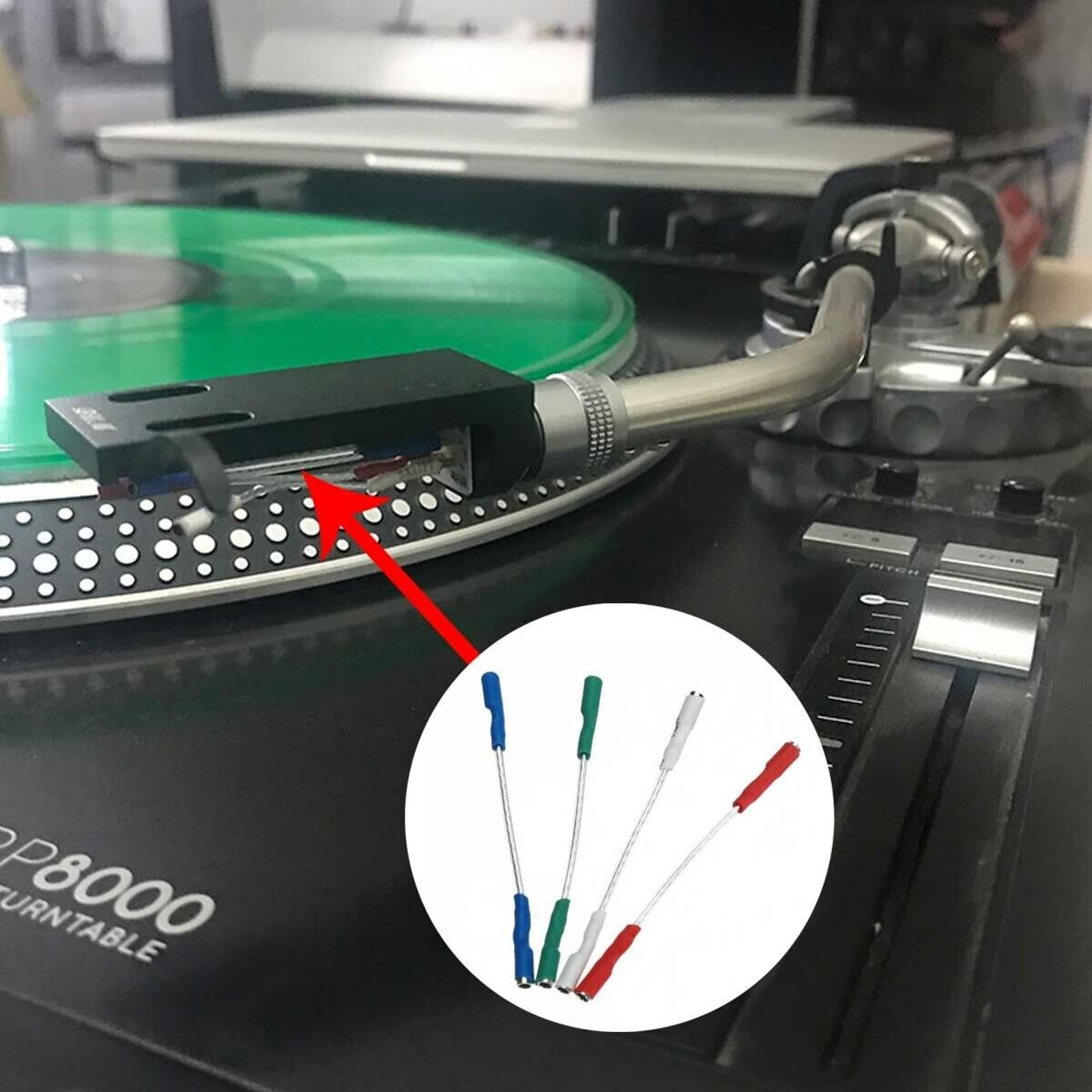 4Pcs 7N headshell wires OFC turntable leads phono cartridge cables replacement C