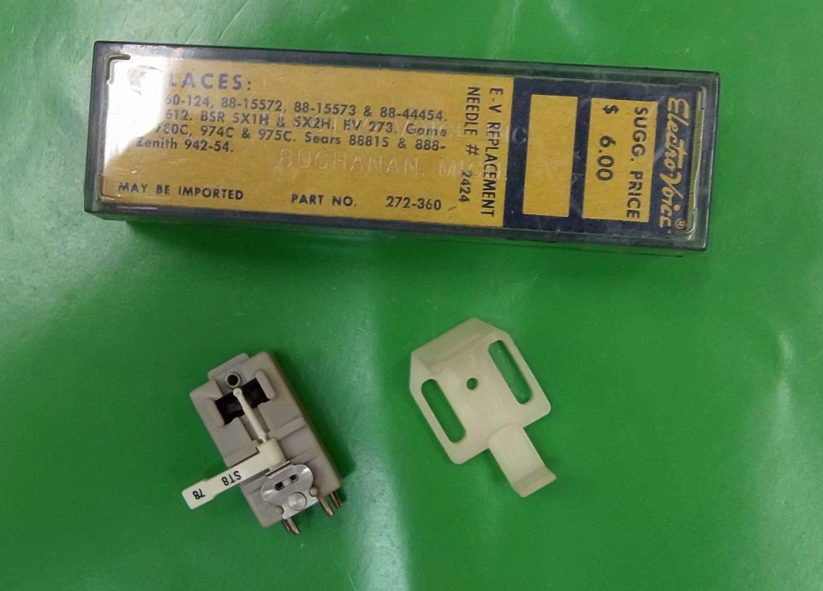 NOS EV ELECTRO-VOICE 272 Phono Cartridge / EV 2424 Needle 272-360 BSR SX1H SX2H