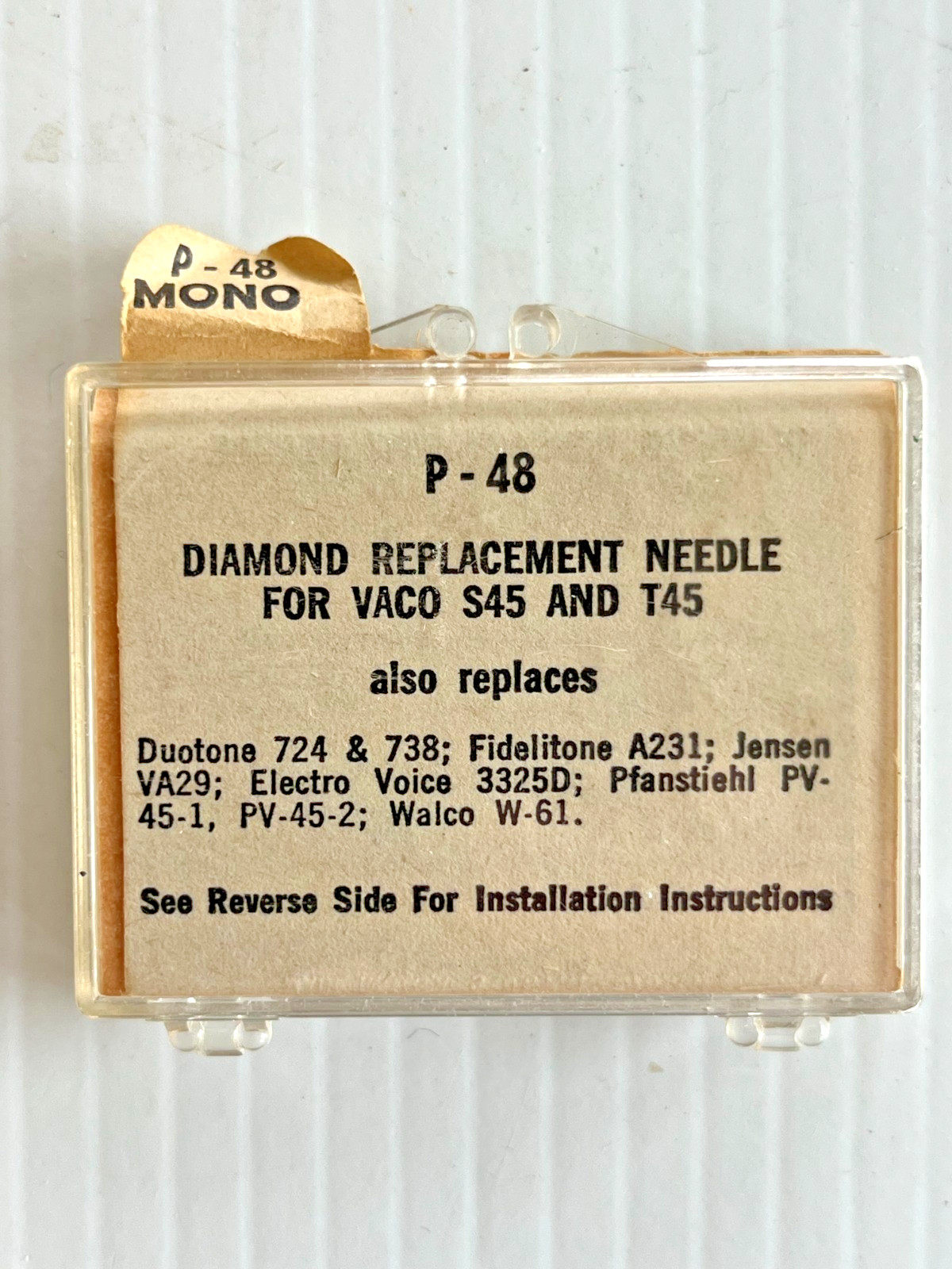 Transcriber Diamond Needle P-48 Mono replaces Vaco S45 & T45