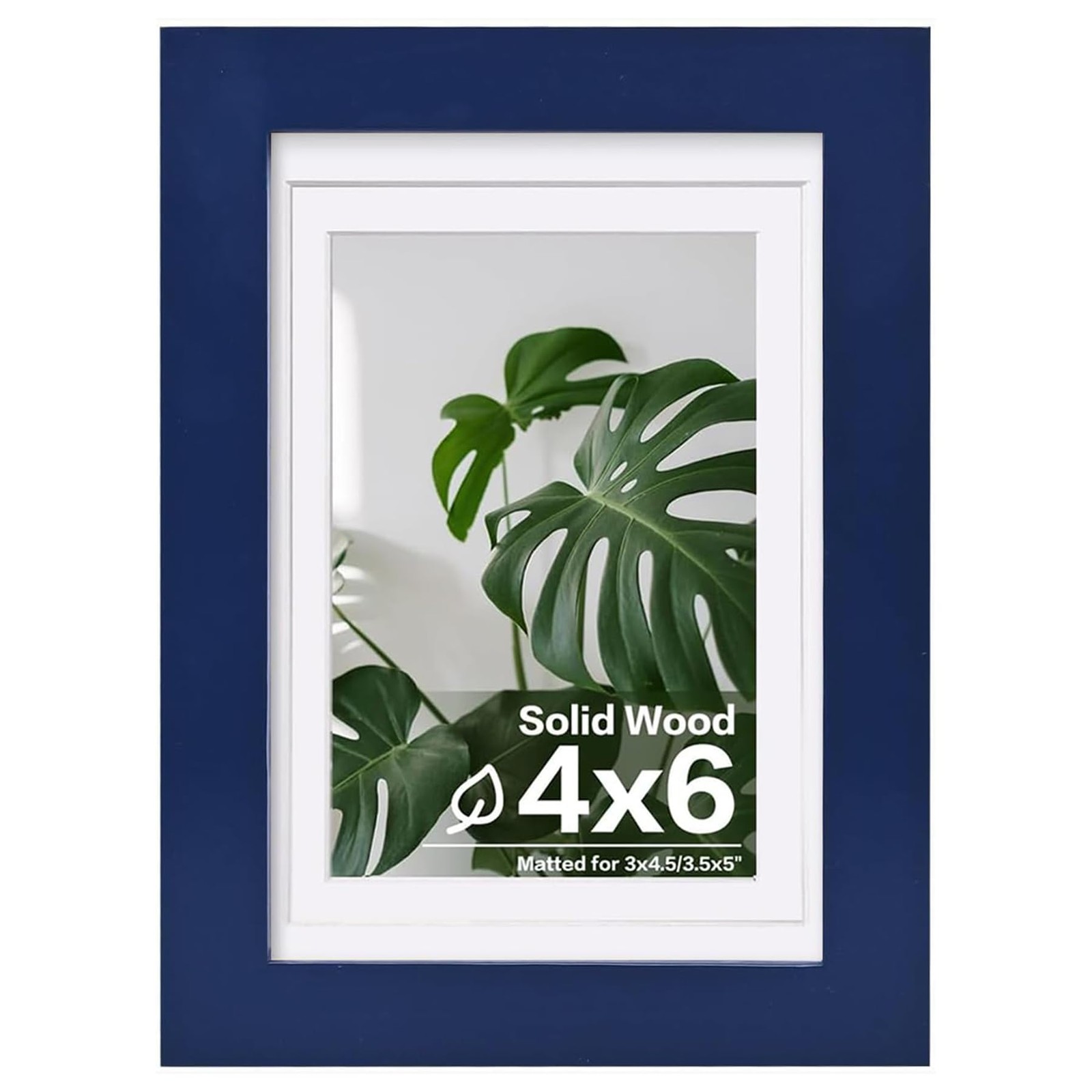 Egofine 4×6 Picture Frame Made of Solid Wood, Covered by 4×6, Navy Blue