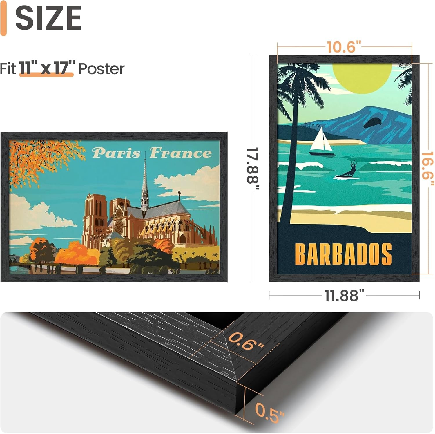 upsimples 11×17 Picture Frame, Wall Gallery Photo Frames with 11×17, Black