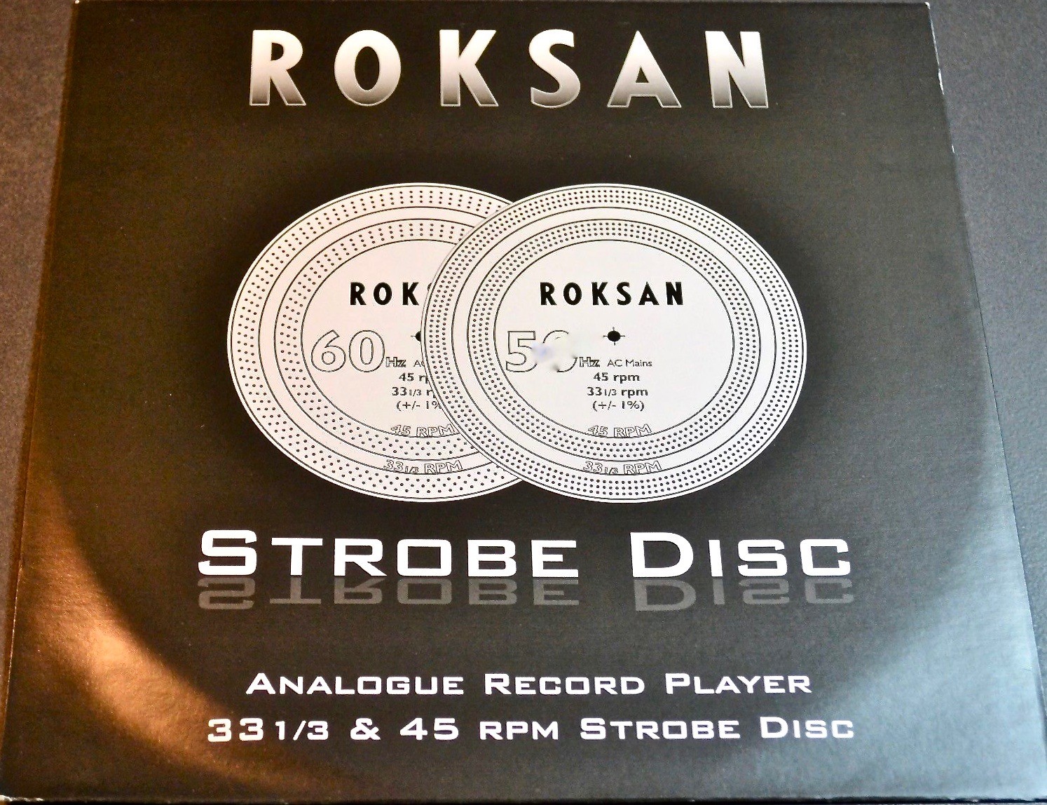 ROKSAN Strobe Disc: 60Hz Version for 33-1/3 & 45rpm Turntables – NEW, NEVER USED