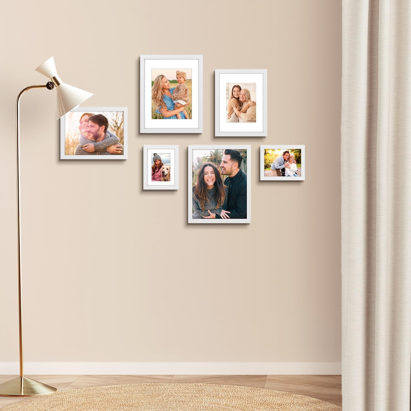 AUEAR, 11×14 Picture Frames Set of 6, with Mat for 8×10 or 11×14, White