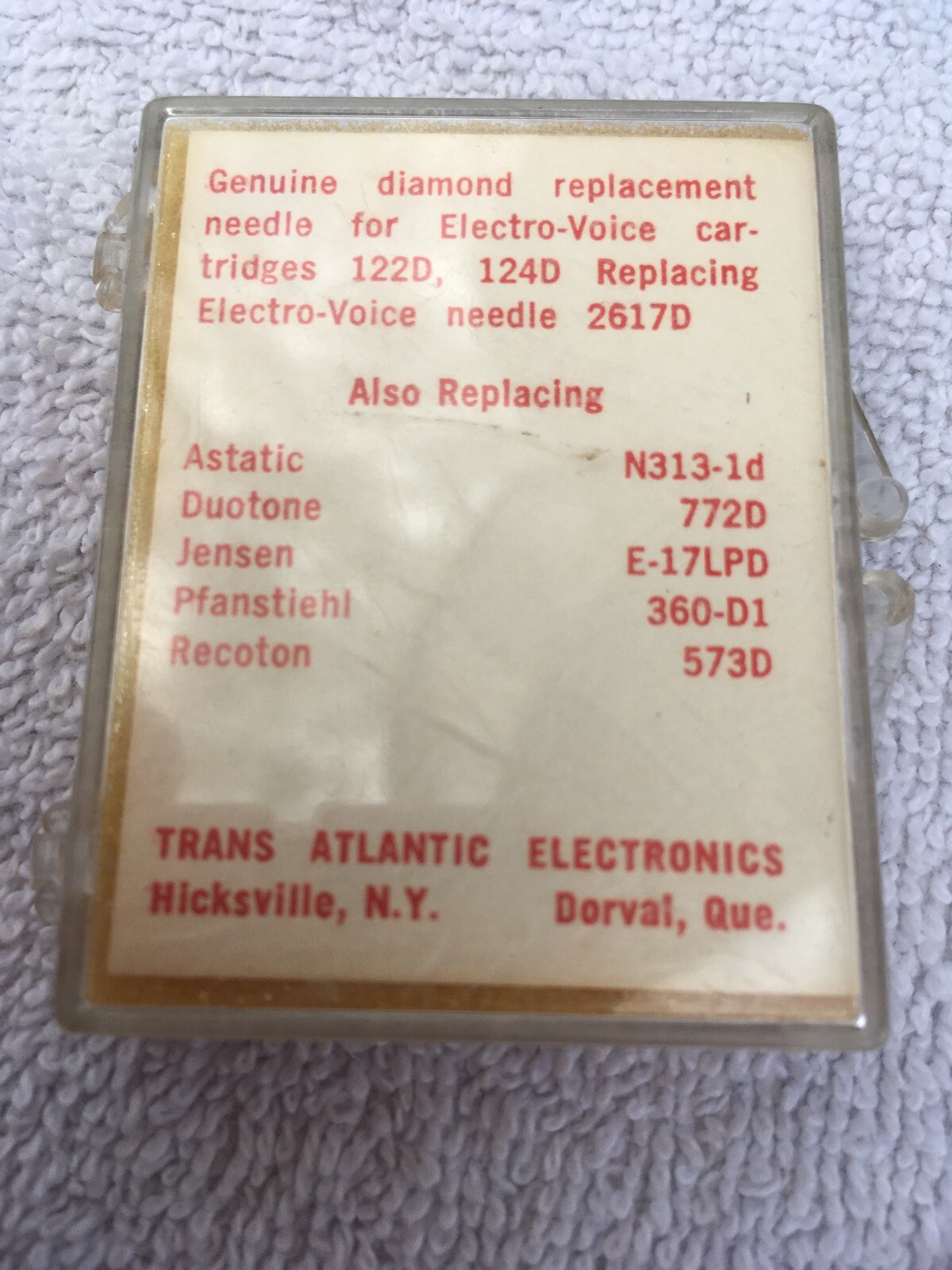 NOS TAE Diamond Replacement Needle Electro Voice 2617D & Cartridges 122D 124D