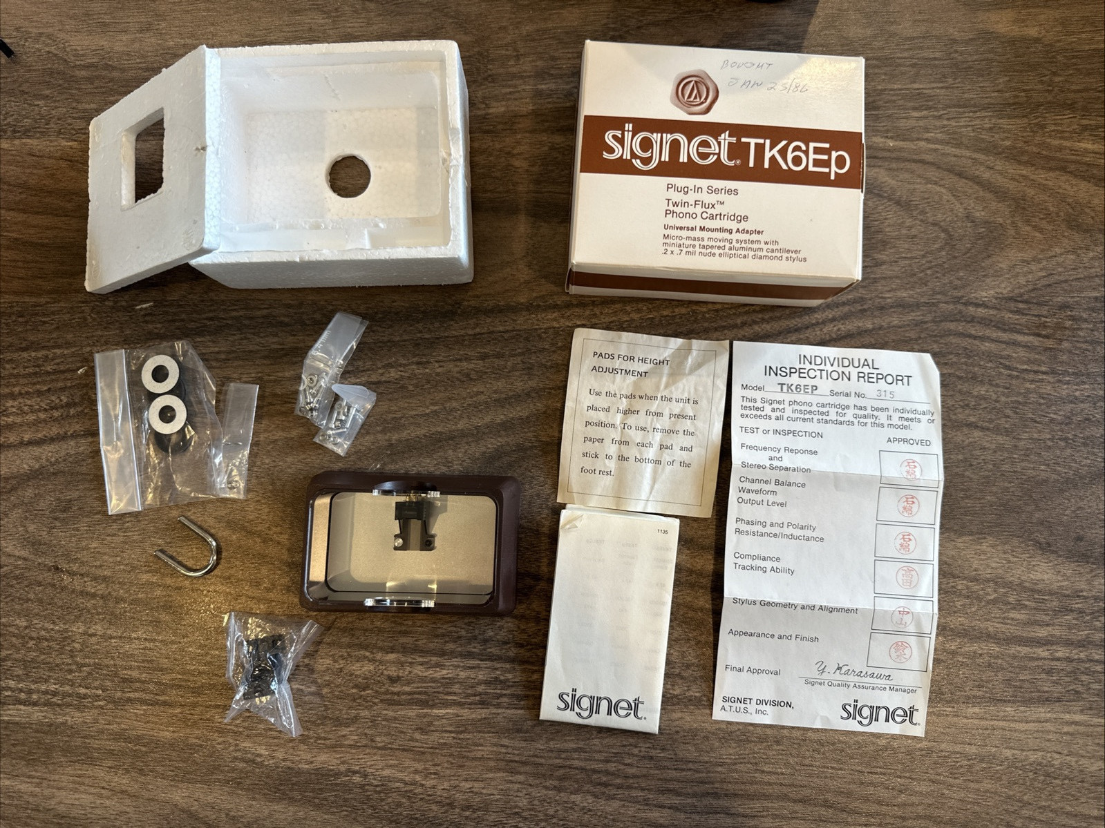 Signet TK6Ep plug in series Twin-Flux phono Cartridge Universal Mounting Adapter