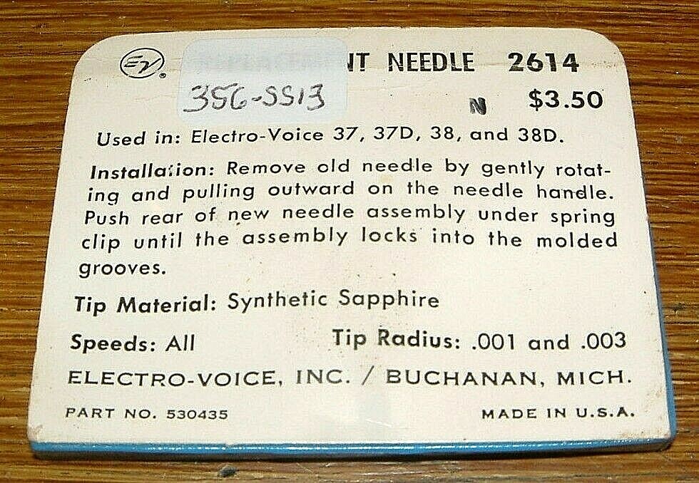LP Diamond PHONOGRAPH Needle EV 2614 for EV37 38 47D 72D, AC-487 N309 356-SS13