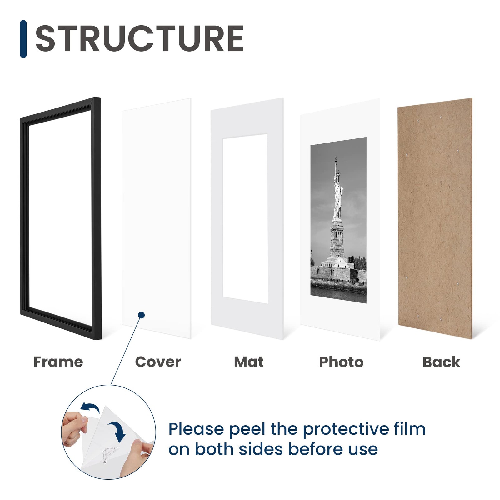 ENJOYBASICS 18×24 Picture Frame, Display Poster 16×20 with Mat 18×24, Black