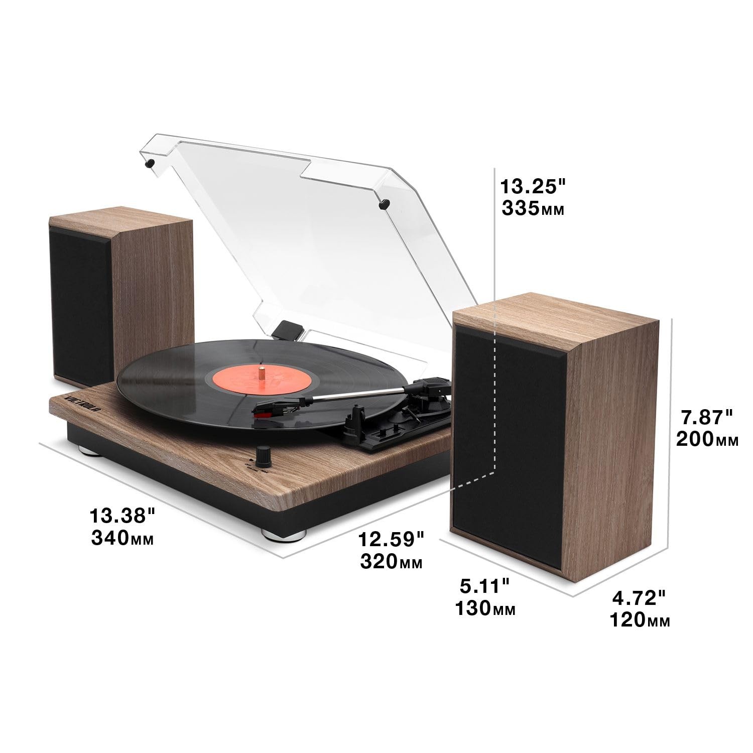 Victrola Montauk Vinyl Record Player, 3-Speed Belt Driven Black, Black