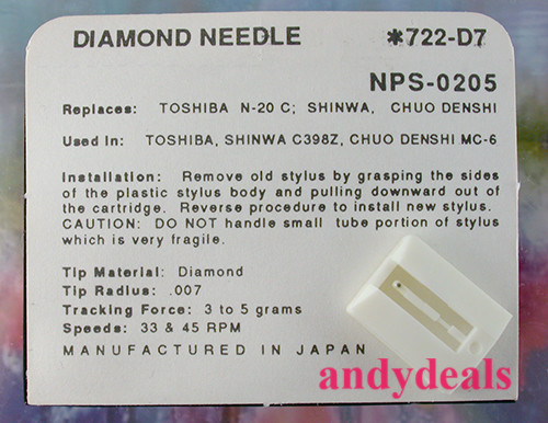 STEREO RECORD PLAYER TURNTABLE NEEDLE for Yorks Yorx M2462 M2501 722-D7