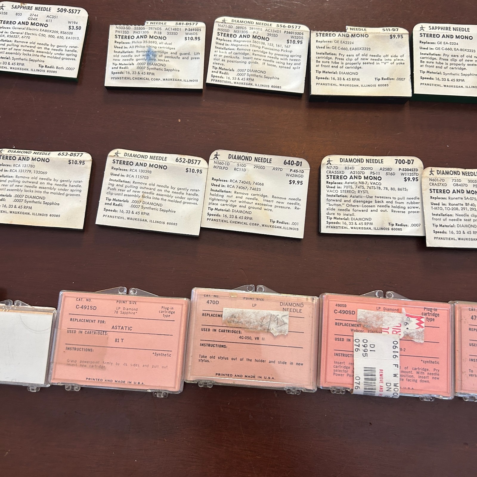 Lot of 72 Vintage Pfanstiehl Electro-Voice Astatic Diamond Stylus Needles NOS