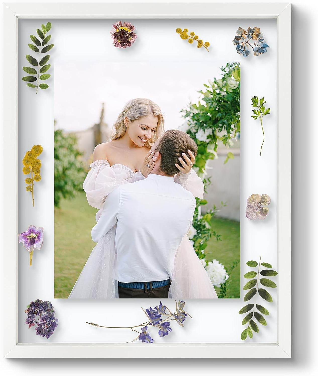 16×20 Floating Picture Frame – White Solid Wood Pressed Flower 16×20,