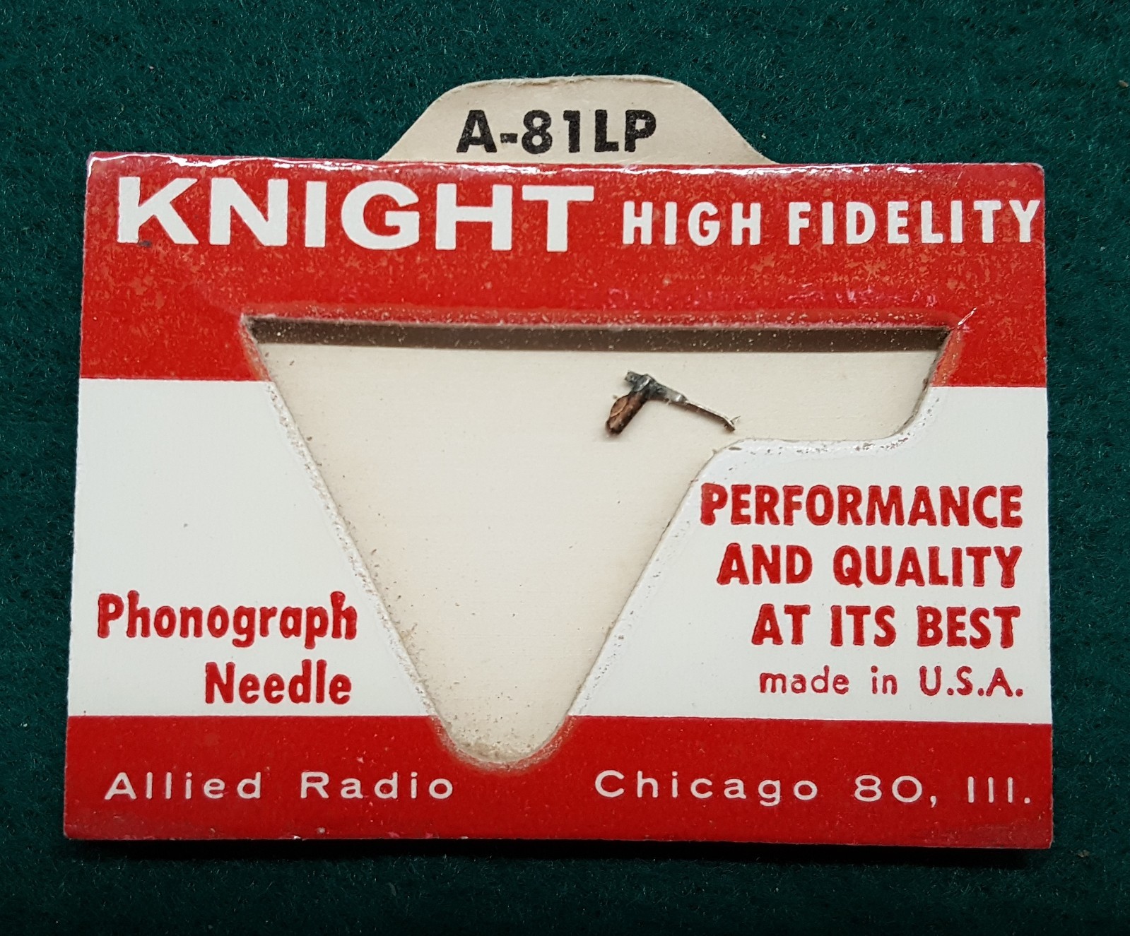 Jensen A-81LP Astatic Q-33(J) Phonograph Needle 33/45RPM Sapphire Tip MADE IN US