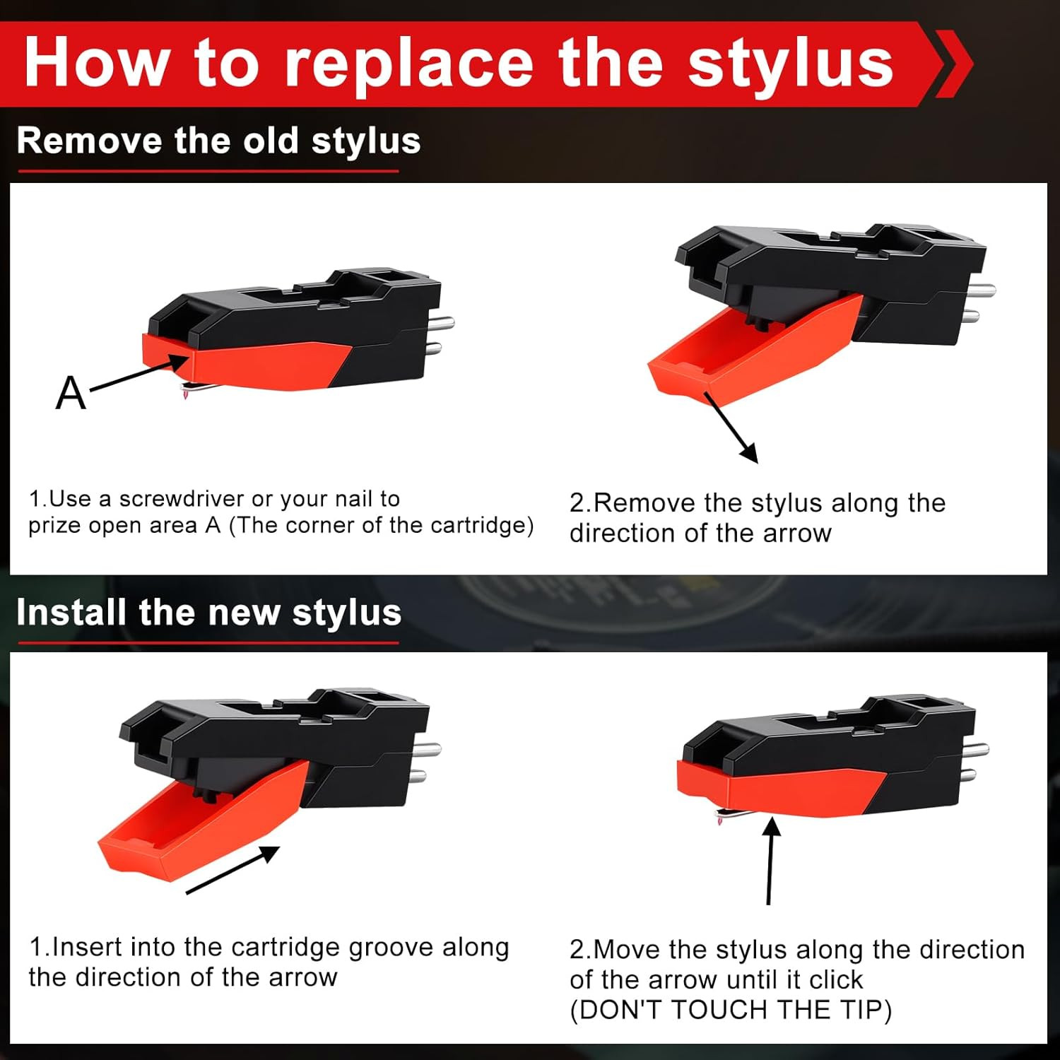 6Pack Record Player Needle Replacement Compatible Crosley Victrola ION Turntable