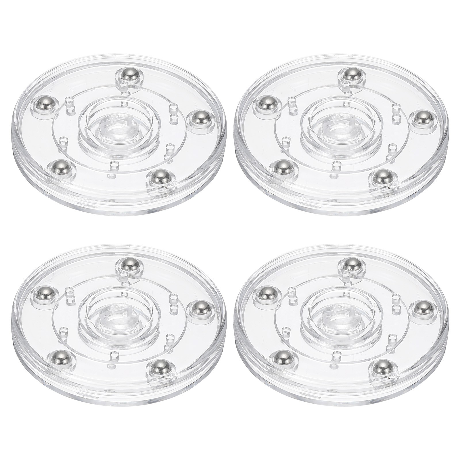 3inch Rotating Swivel Stand Turntable with Steel Ball Bearings, Clear 4 Pcs