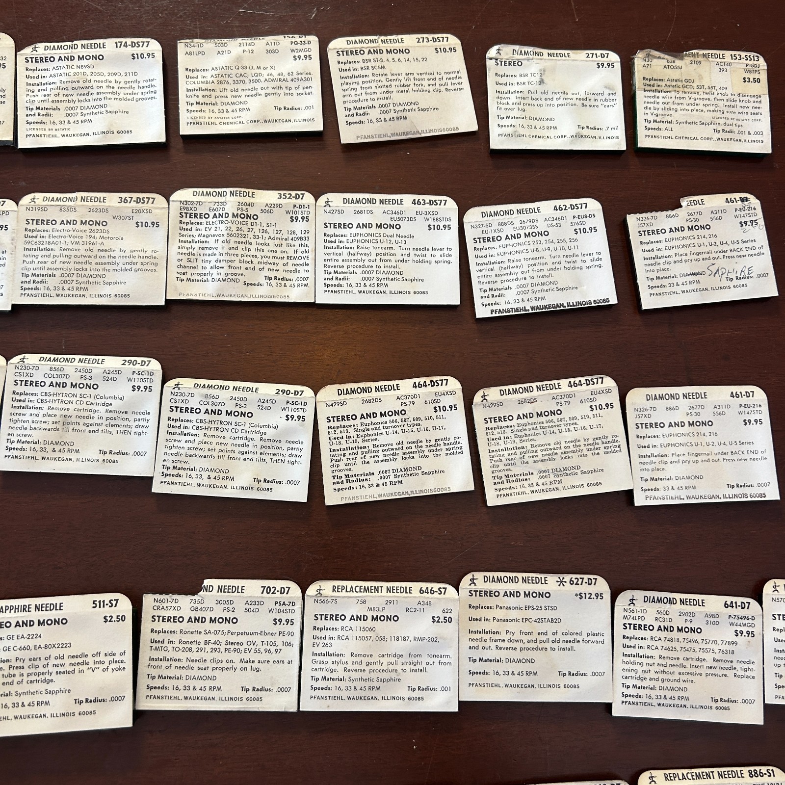 Lot of 72 Vintage Pfanstiehl Electro-Voice Astatic Diamond Stylus Needles NOS