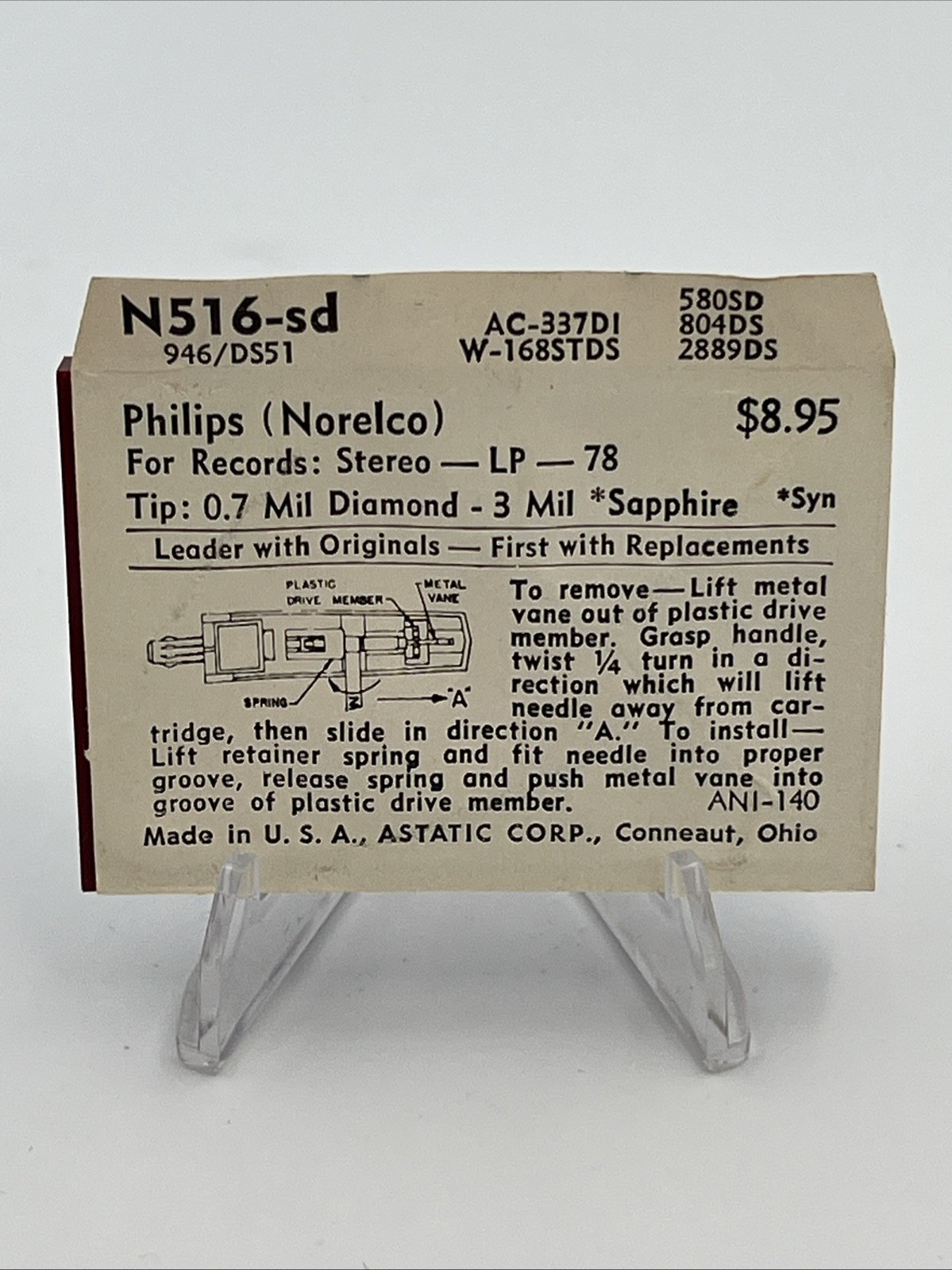 Astatic N516-sd Diamond Needle NOS Philips Norelco 78 LP AG3310 591-DS73