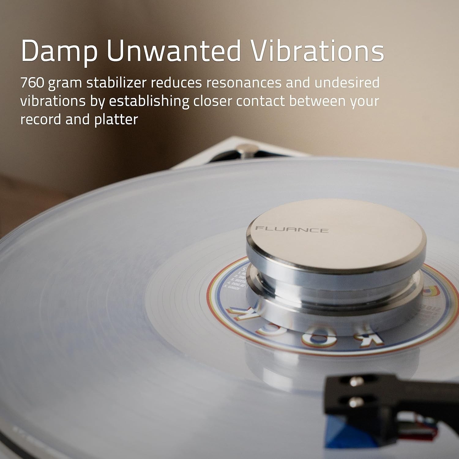 Vinyl Record Weight Stabilizer 760g with Anti-Resonant Velvet Pad for Turntables