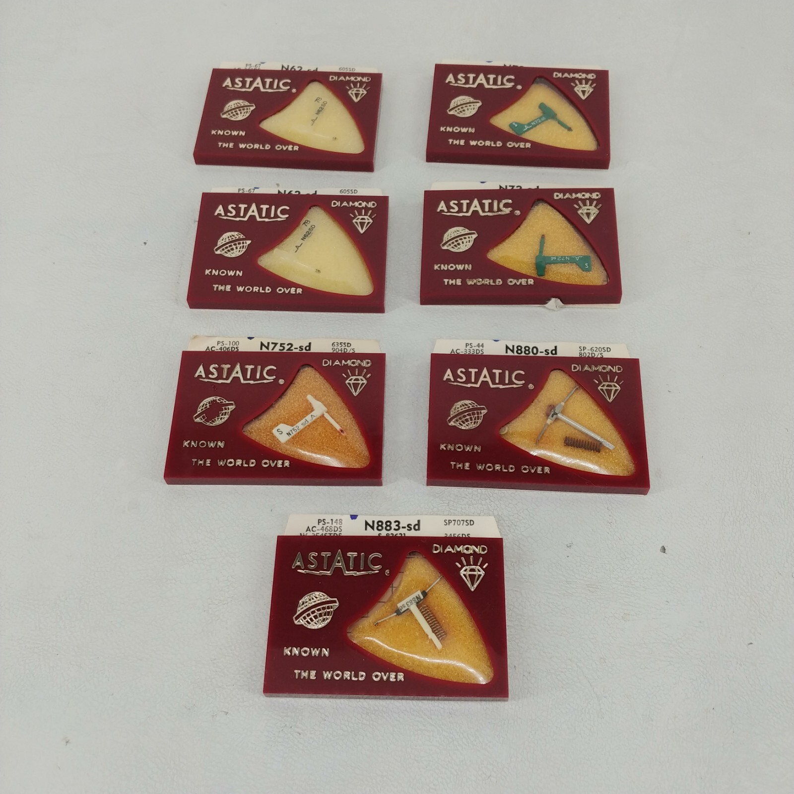 Lot of 7 Various Astatic Record LP Needles N62-sd N72-sd N752-sd N880-sd N883-sd
