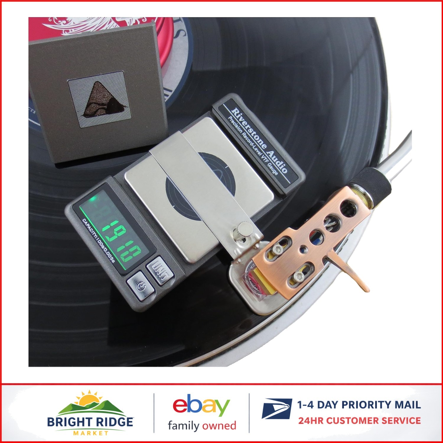Turntable Stylus Gauge with Digital Display and Calibration Masses for Accuracy