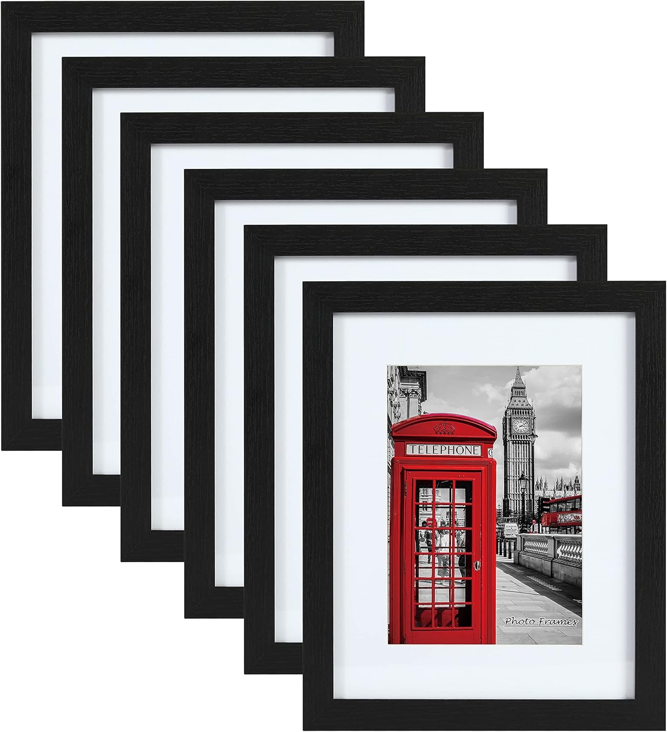 PEALSN 11×14 Picture Frame Set of 6, Display Pictures 11×14, Black Woodgrain