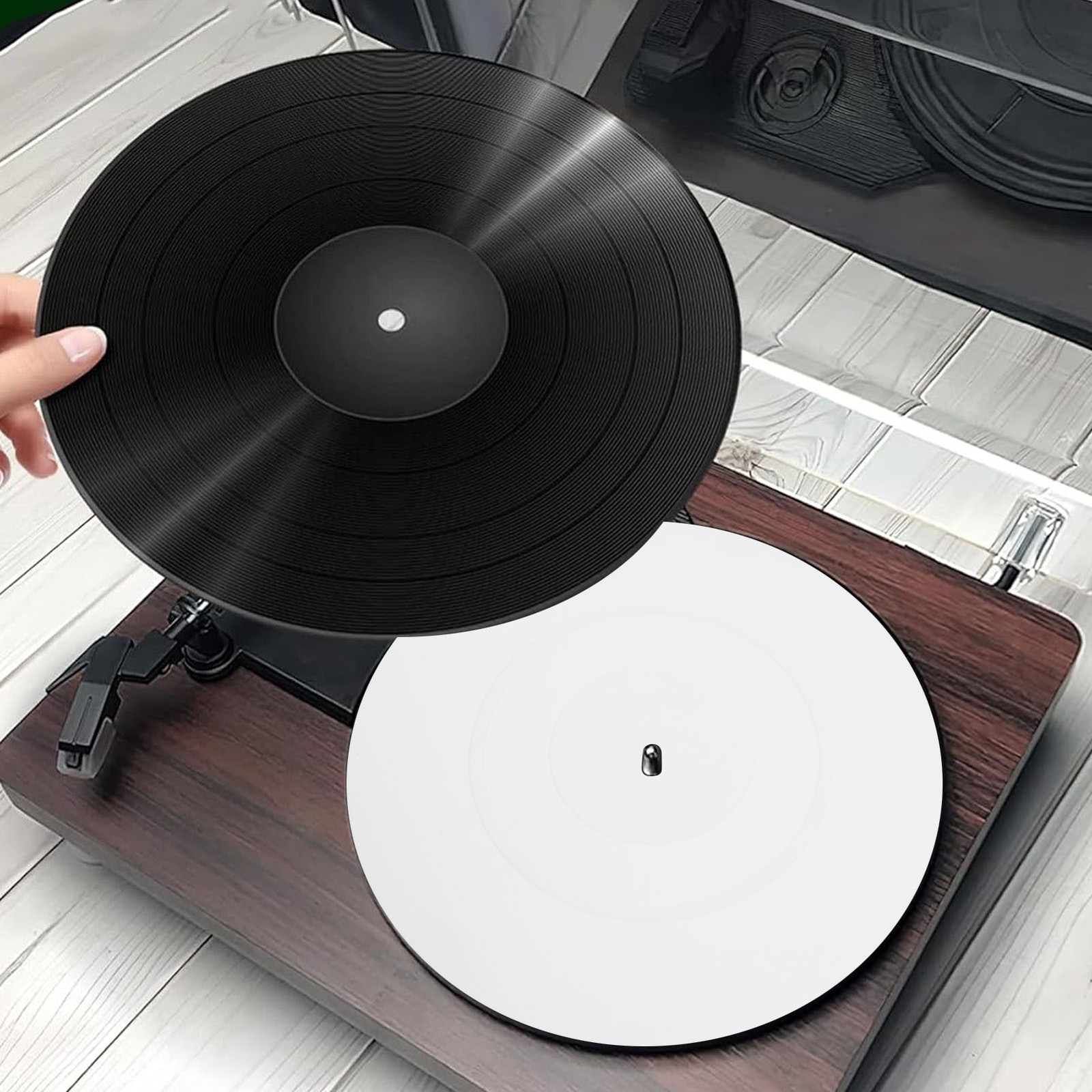 Turntable Platter Mat Rubber Anti Slip Anti Static Turntable Replacement Ma HMPV