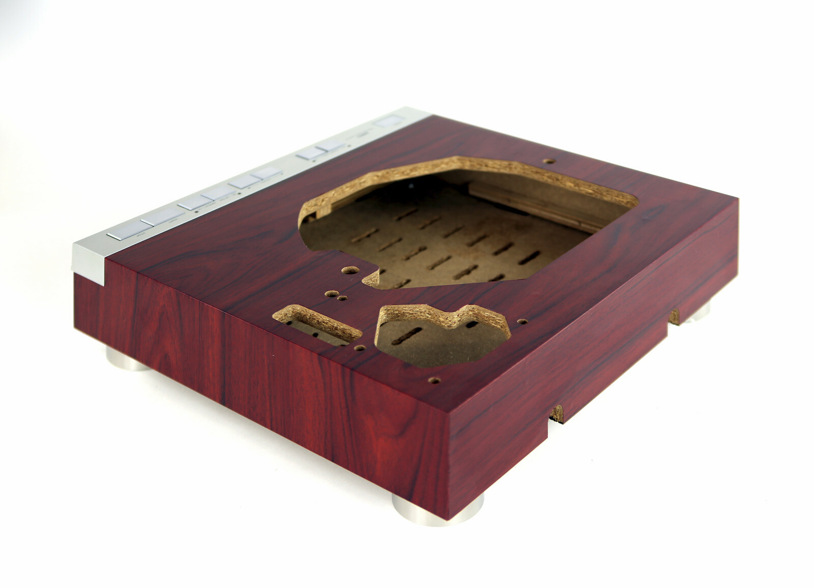 Original Denon DP-47F Case Wrapped In Mahogany Without Feet Without Control Bar