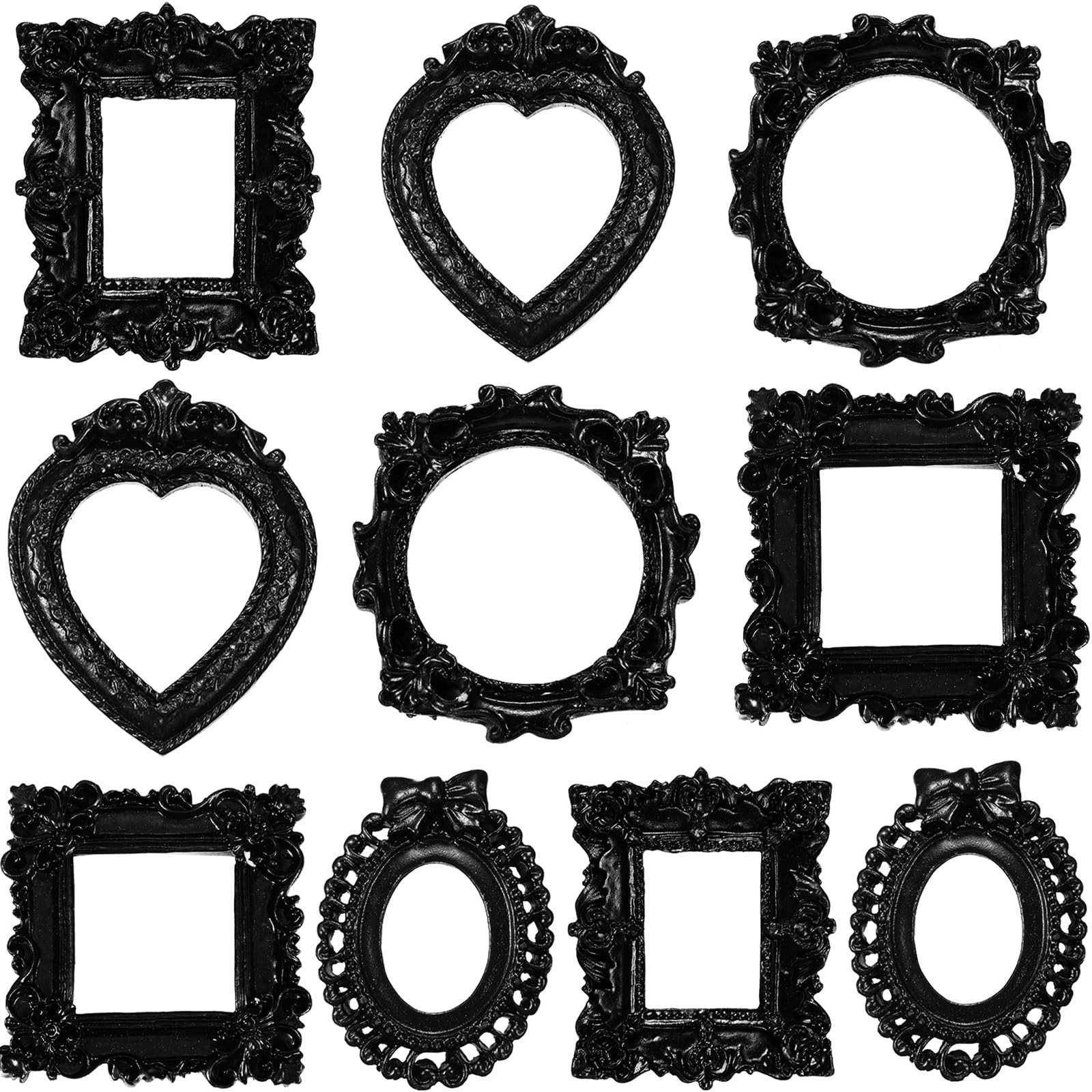 10 Pcs Vintage Mini Picture Frames Baroque Antique Small Resin Jewelry Display..