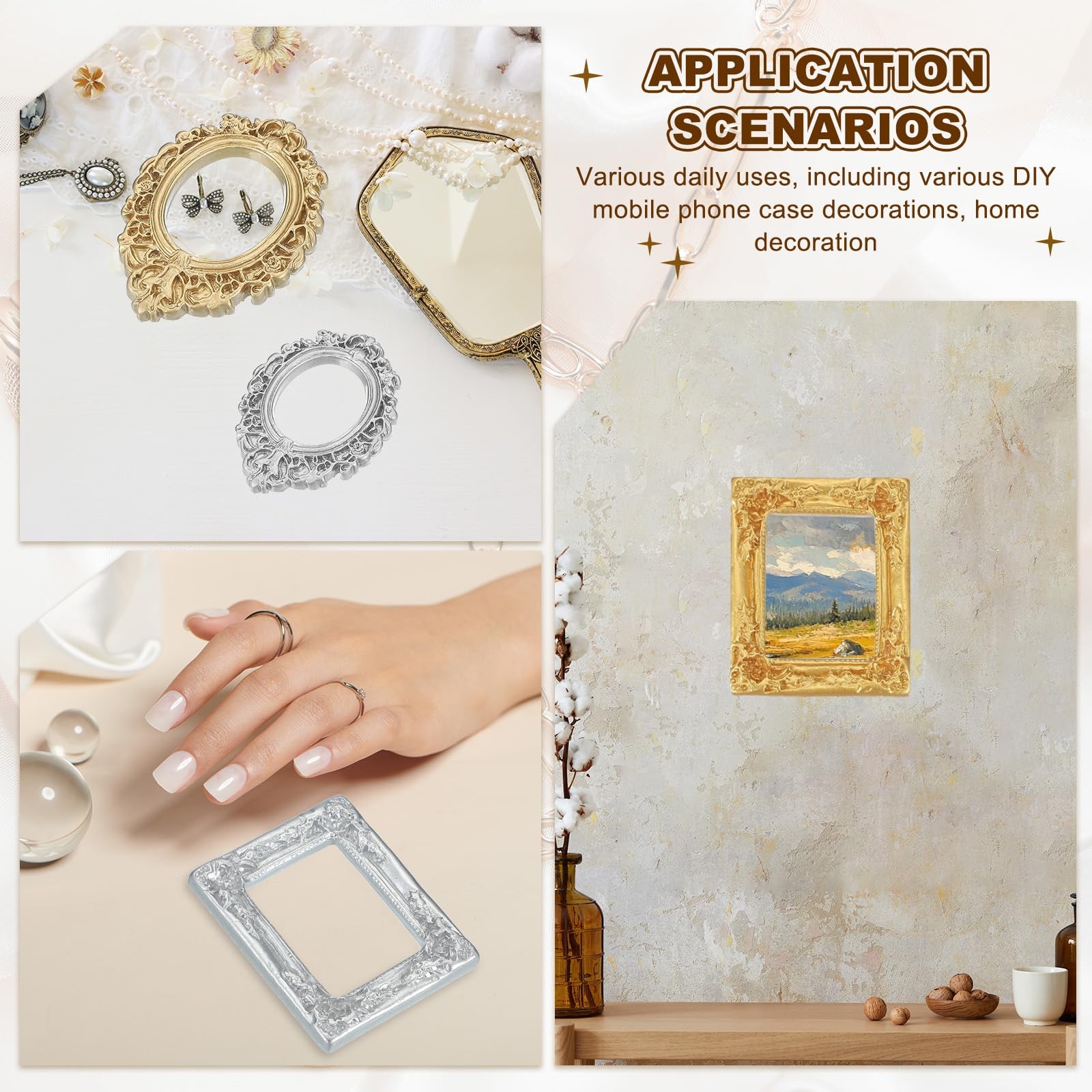 uxcell 5pcs Vintage Resin Picture Frames, Mini Tiny 1.5 x 1.2 inch, Gold