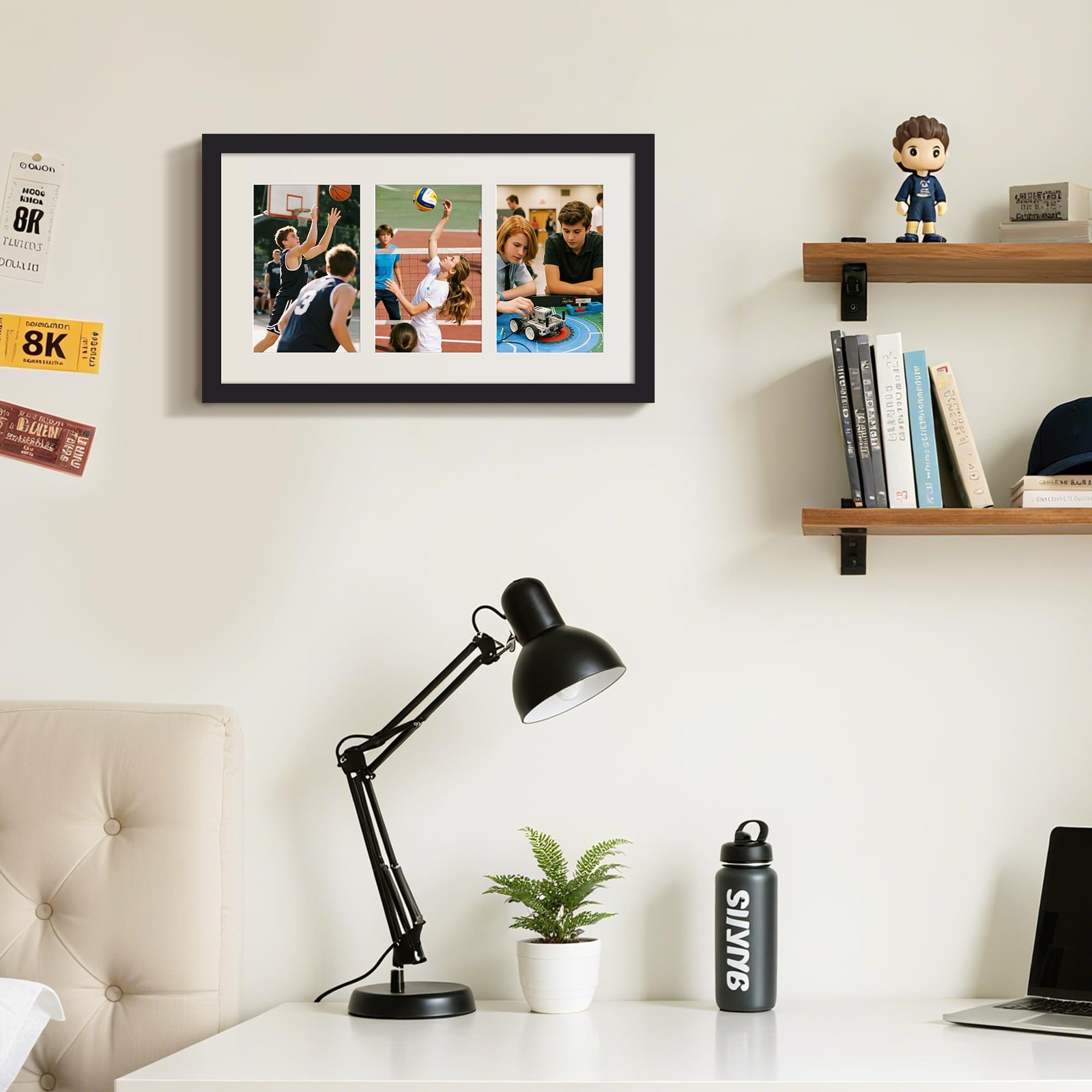 upsimples 8×14 Collage Picture Frame, Display Pictures 3 4×6 with 8×14, Black