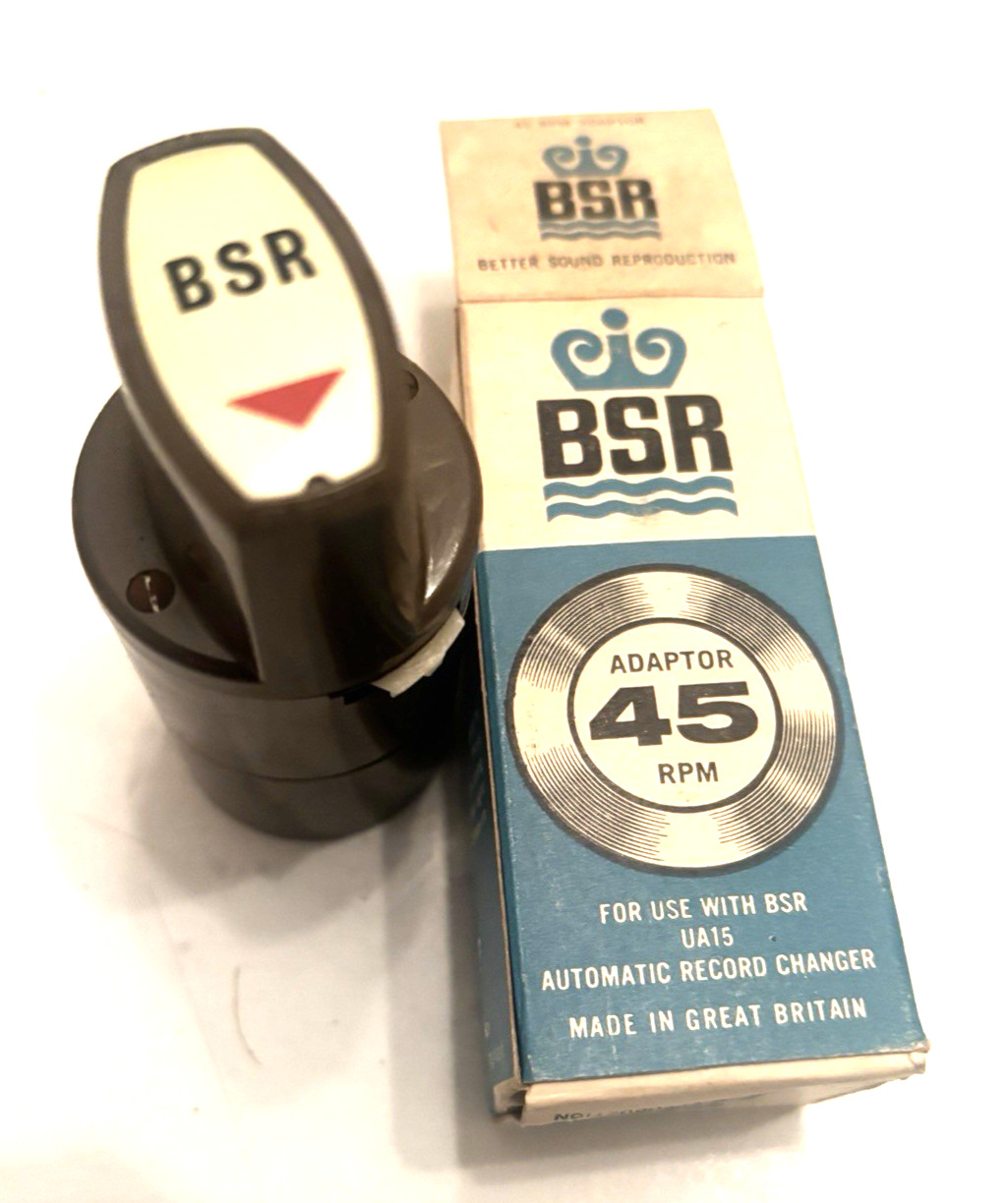 45 RPM VINYL RECORD CHANGER SPINDLE STACKING ADAPTER FOR BSR UA15 420S NOS !!