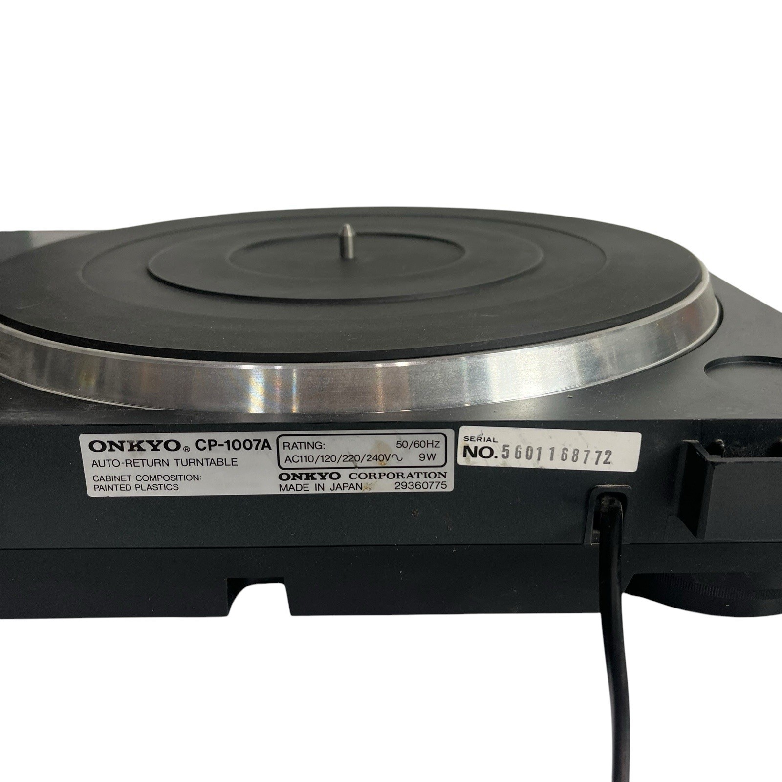 Onkyo CP-1007A Belt Drive Turntable Record Player Tested Working No Cover