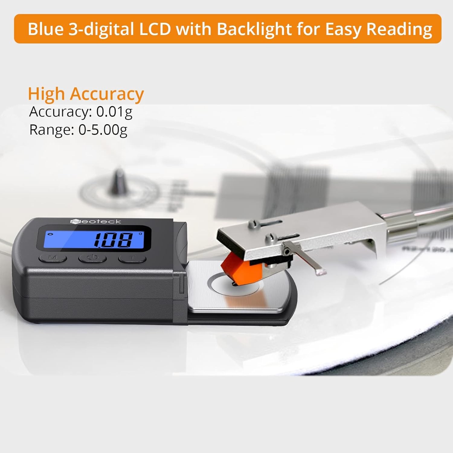 Digital Turntable Stylus Force Gauge 0.01G Neoteck LP Scale Gauge Blue 3-Digit L