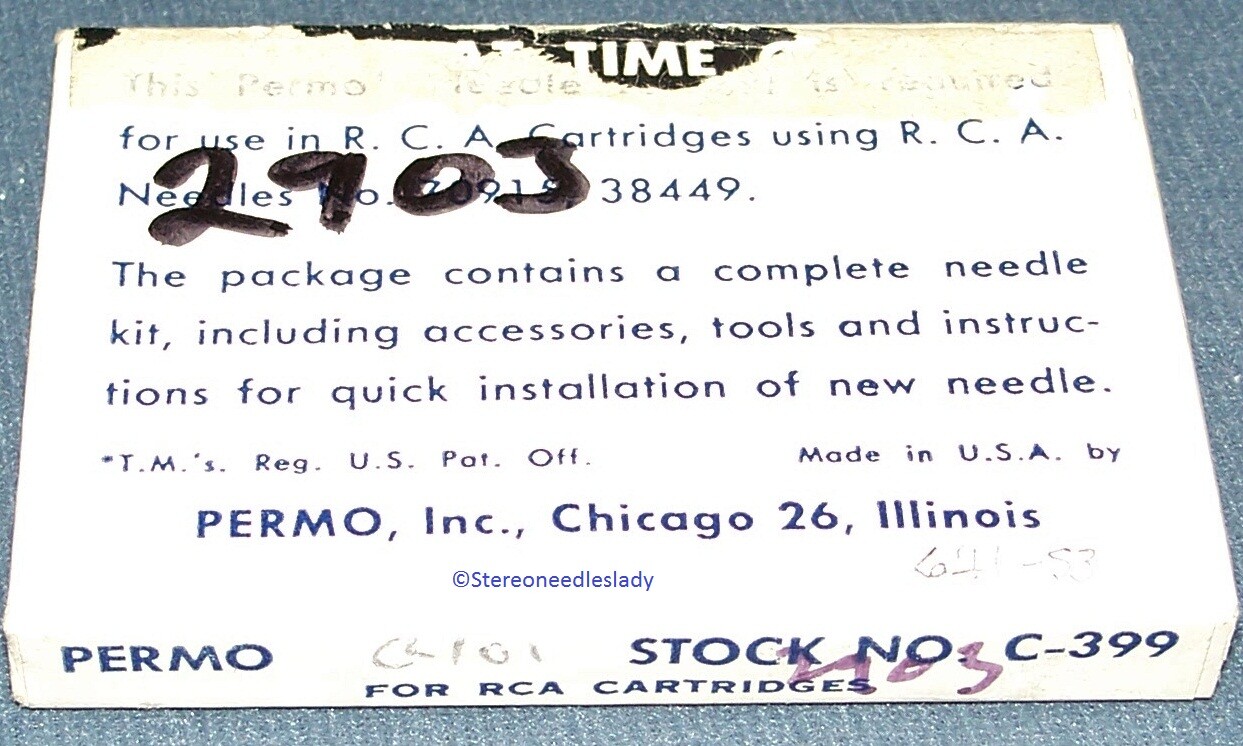 C-399 for 641-S3 RECORD PLAYER NEEDLE STYLUS for RCA 75497 RCA 75475 78 RPM