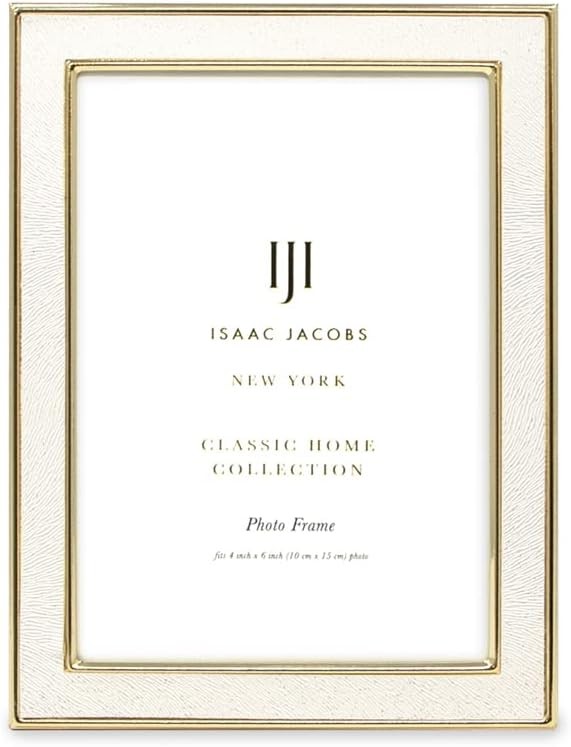 Isaac Jacobs 4×6 White Textured Leather (Vertical & 4×6, W/ Gold