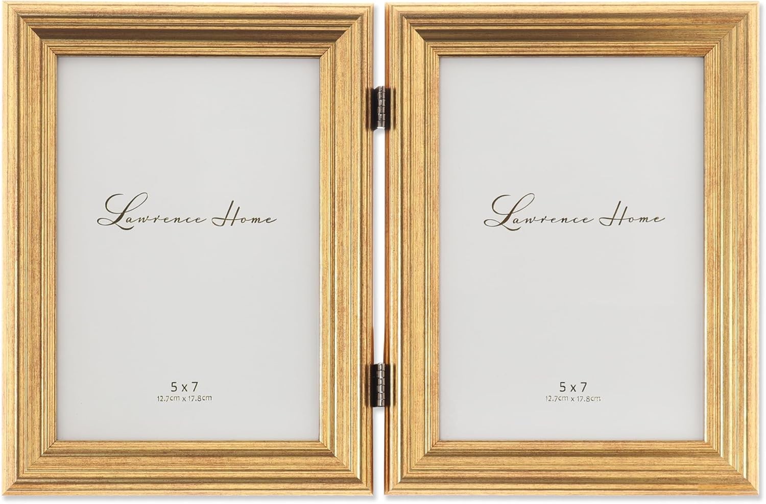 Lawrence Frames 5×7 Hinged Double Sutter Burnished Gold Double,