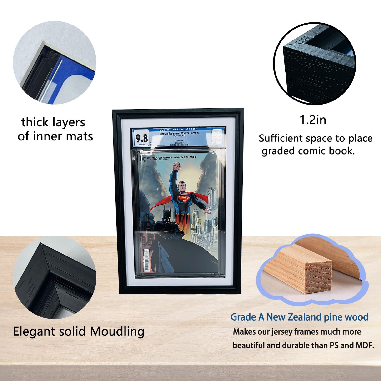 trlry Single Graded Comic Book Frame for Standard 15.2 x 10.2 inches, black