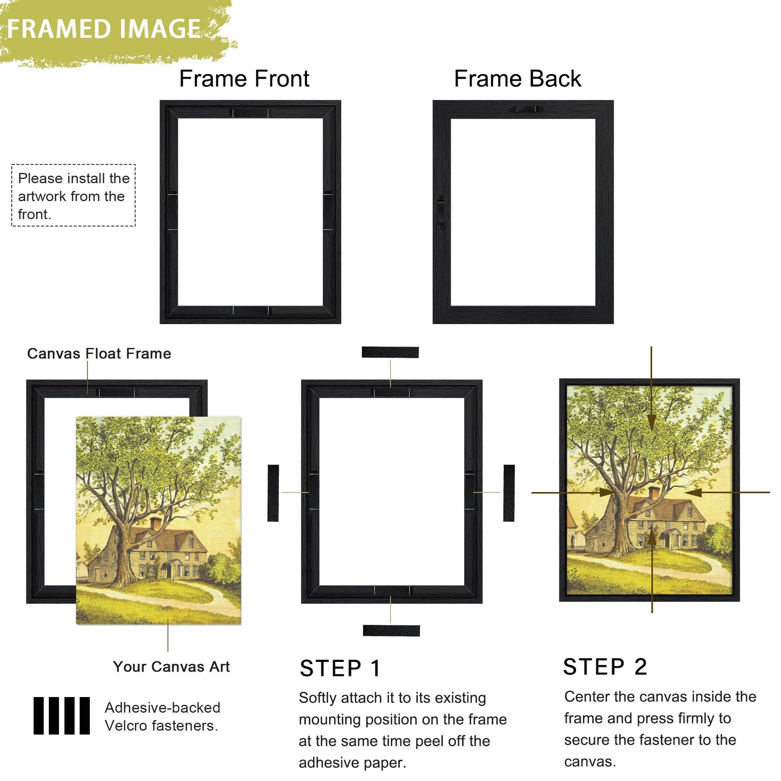 Abtgt 8×10 Canvas Floating Frame with 0.9″ Deep, Black Floater 8×10,