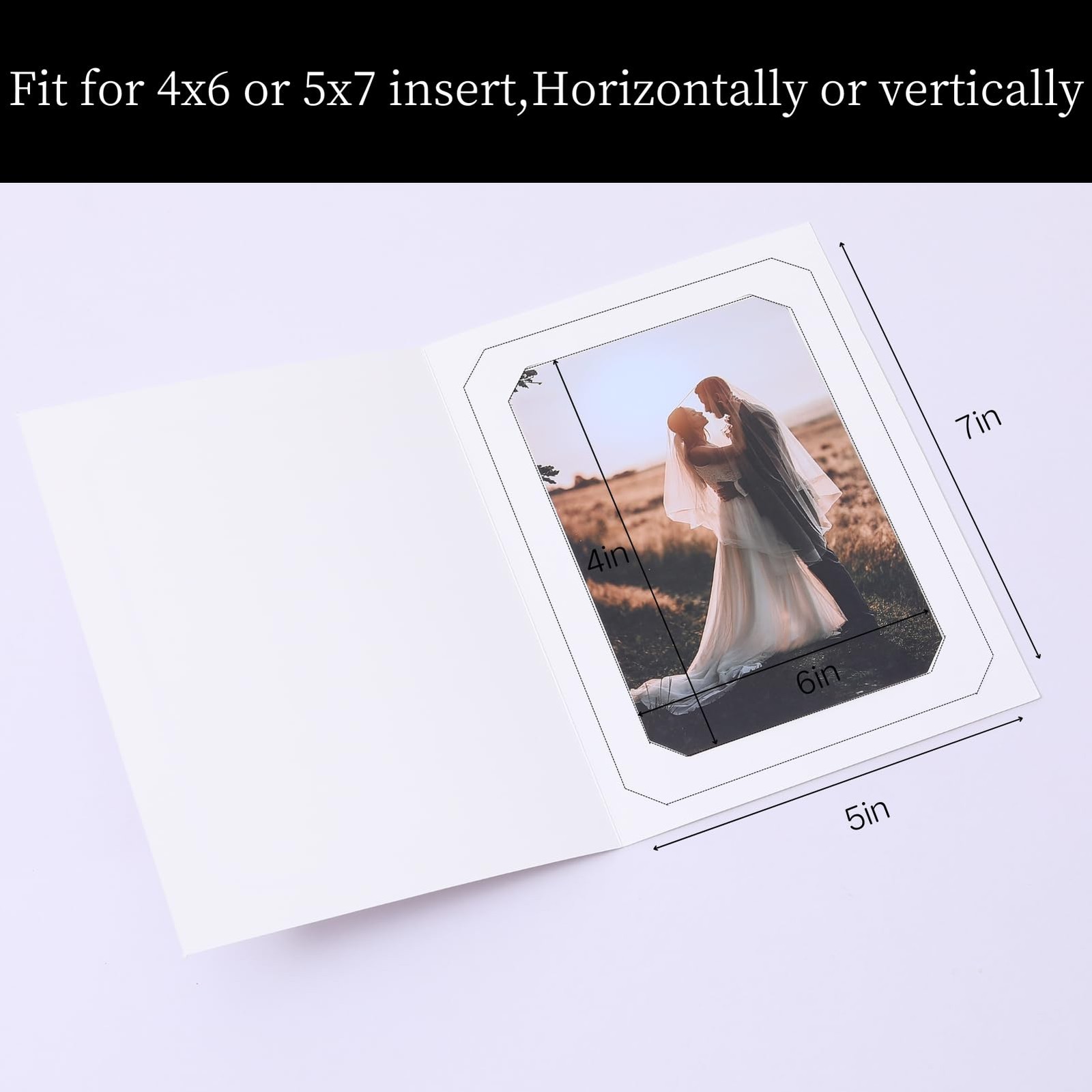 50 pack photo folder, suitable for 4×6 5-5/7 x 7-2/3 inches, White,Vertical