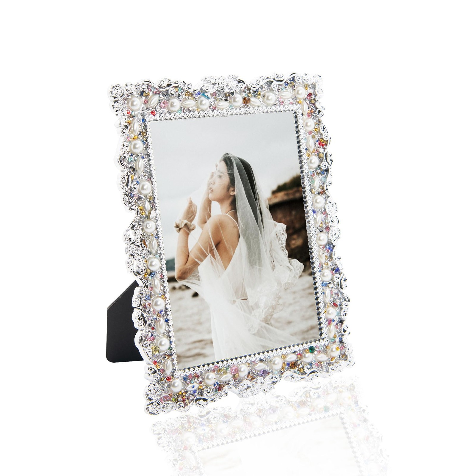 LAST HOE DOWN 5 X 7 Wedding Photo Frame Crystal Picture Pearl silvery