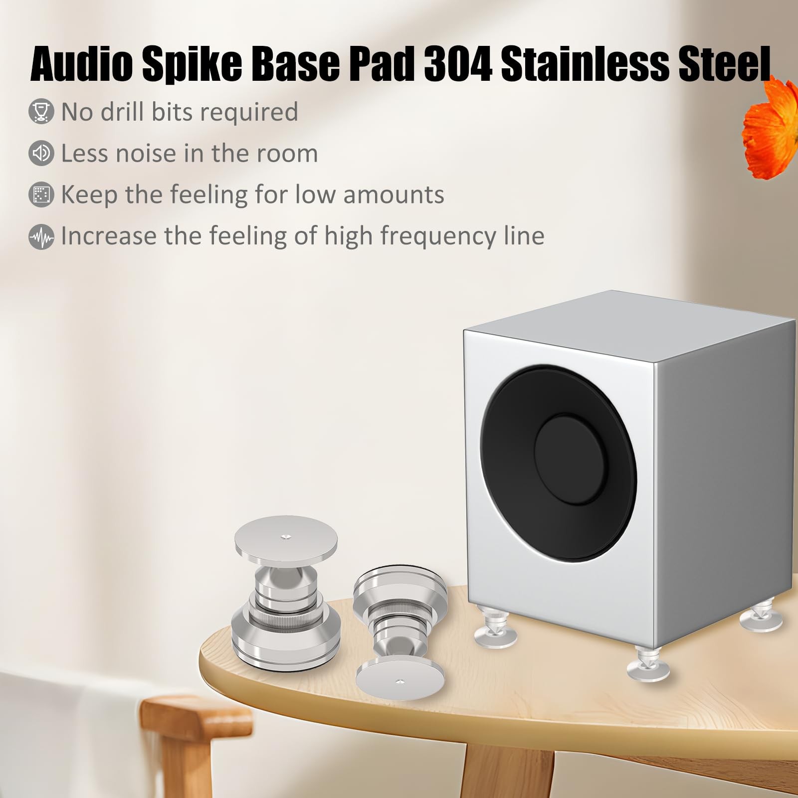 Adjustable Turntable Feet Stainless Steel Speaker Vibration Isolation Spikes&…