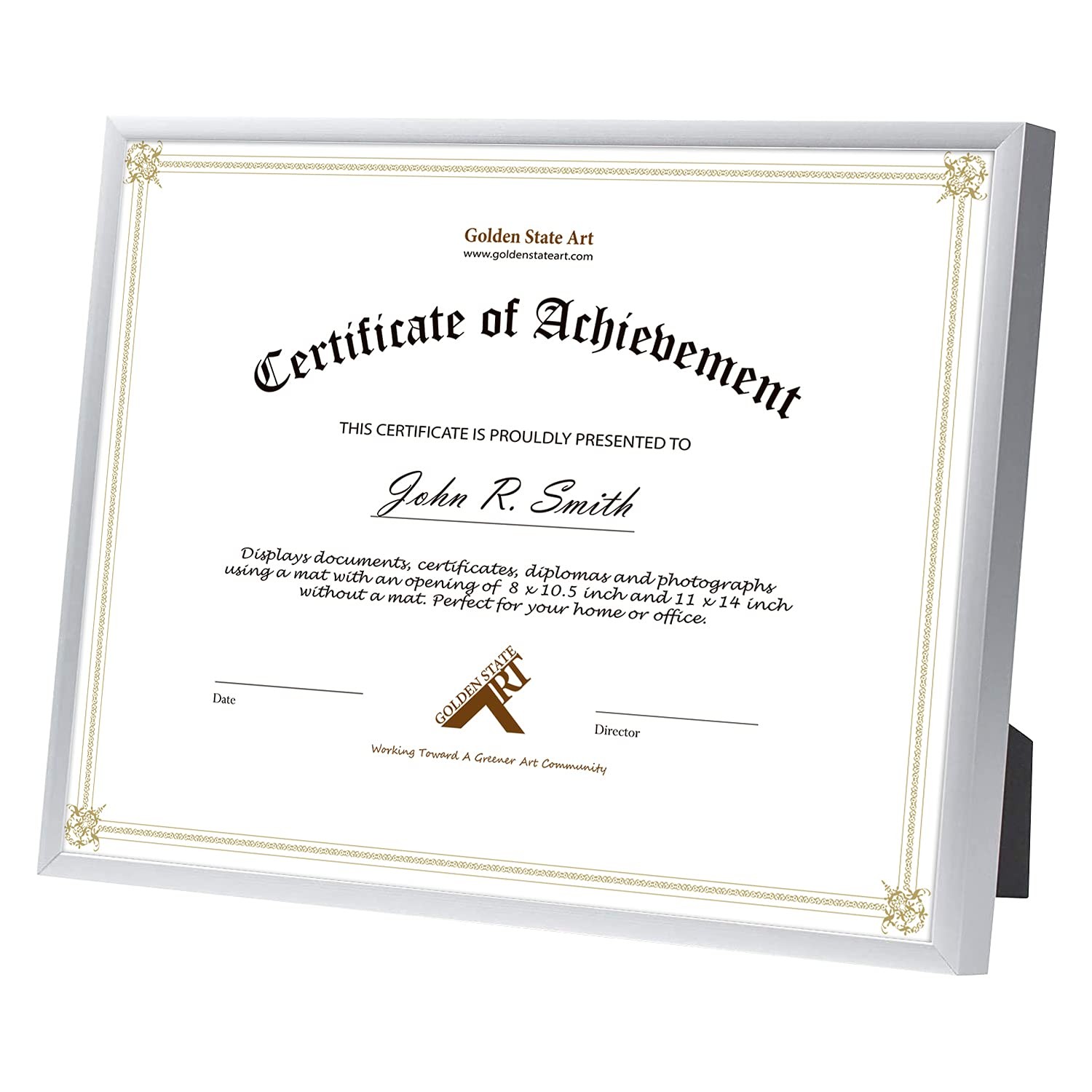 Golden State Art, 8.5×11 Aluminum Frame, Real Glass, Metal 1 Pack, Silver