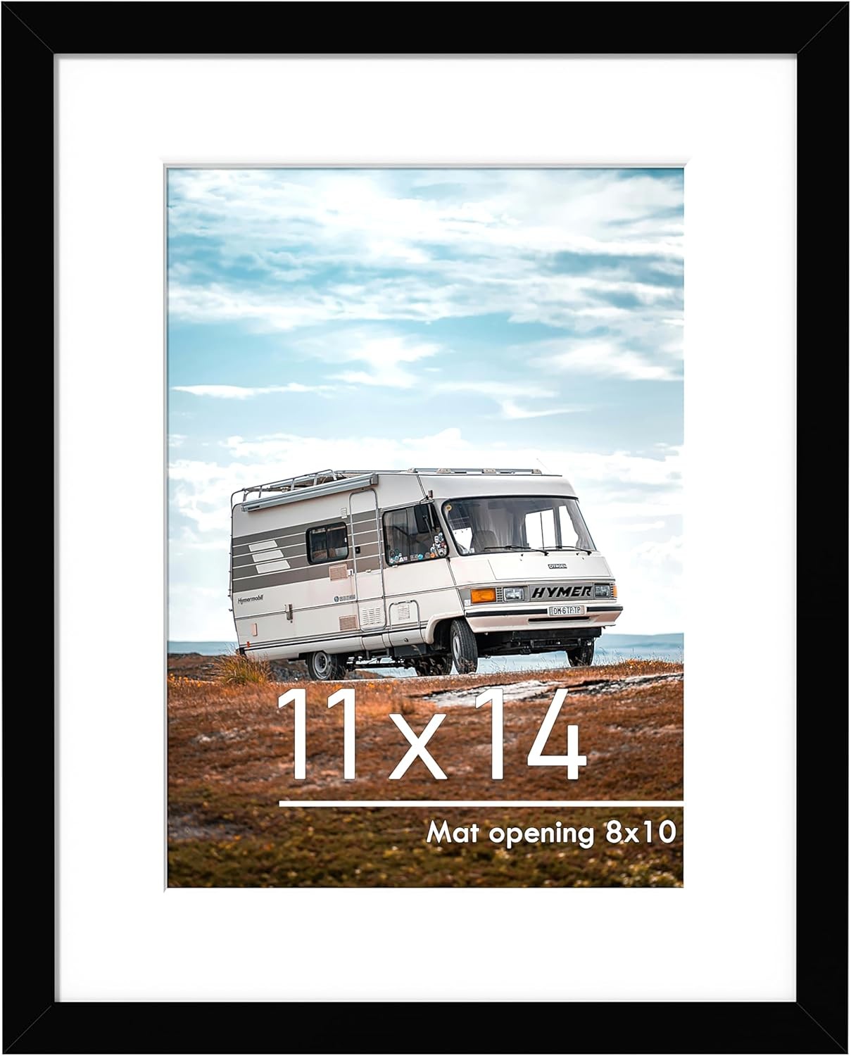 PEALSN 11×14 Picture Frame, Display Pictures 8 x 10 with Mat or 11×14, Black
