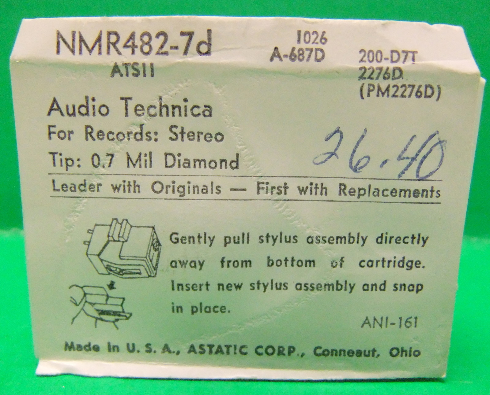 Astatic Turntable Needle For Shure NMR Series NMR 482-7d ATS11, New In Package