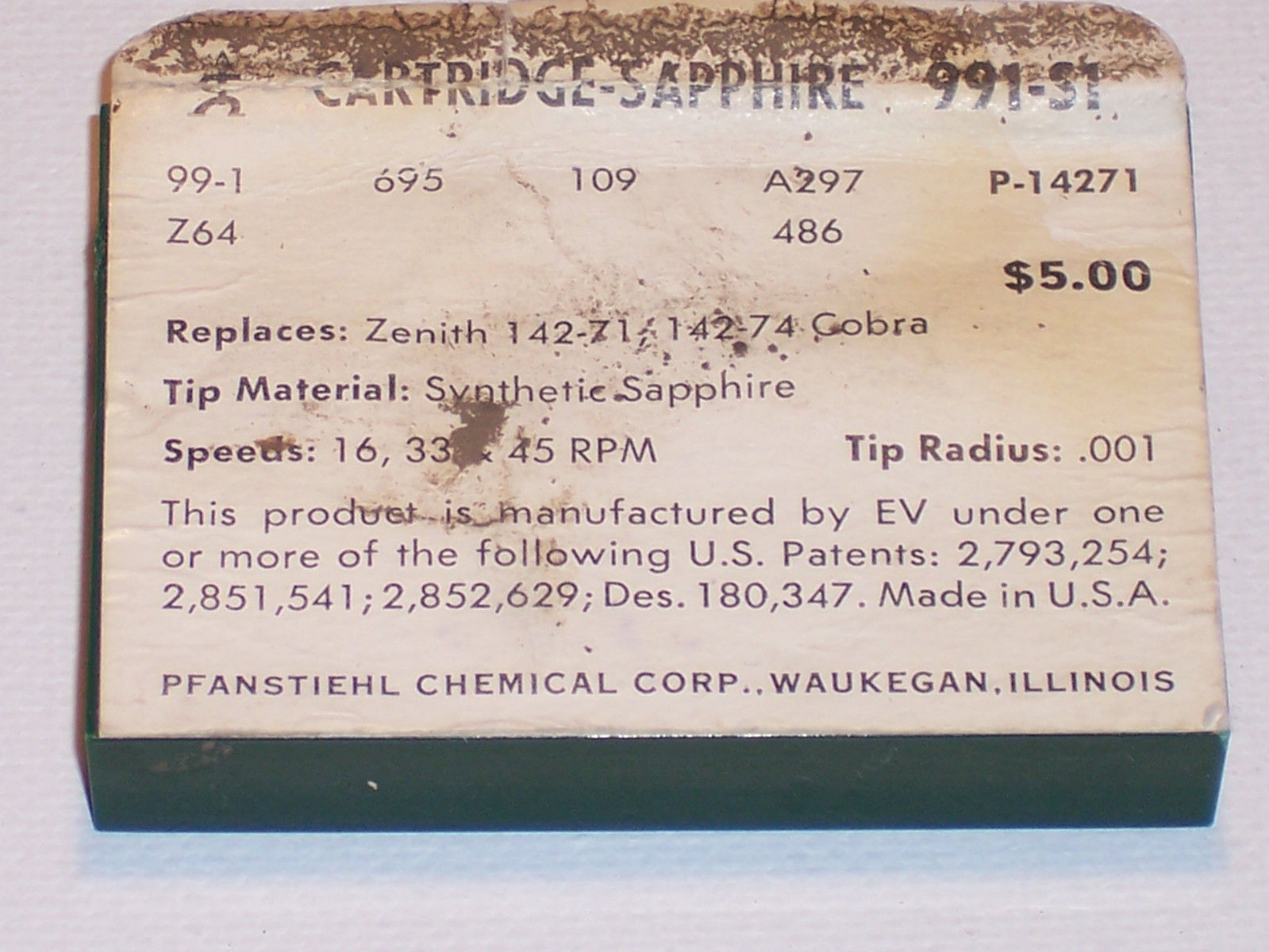 Pfanstiehl 991-S1 NOS Needle Stylus FREE SHIPPING