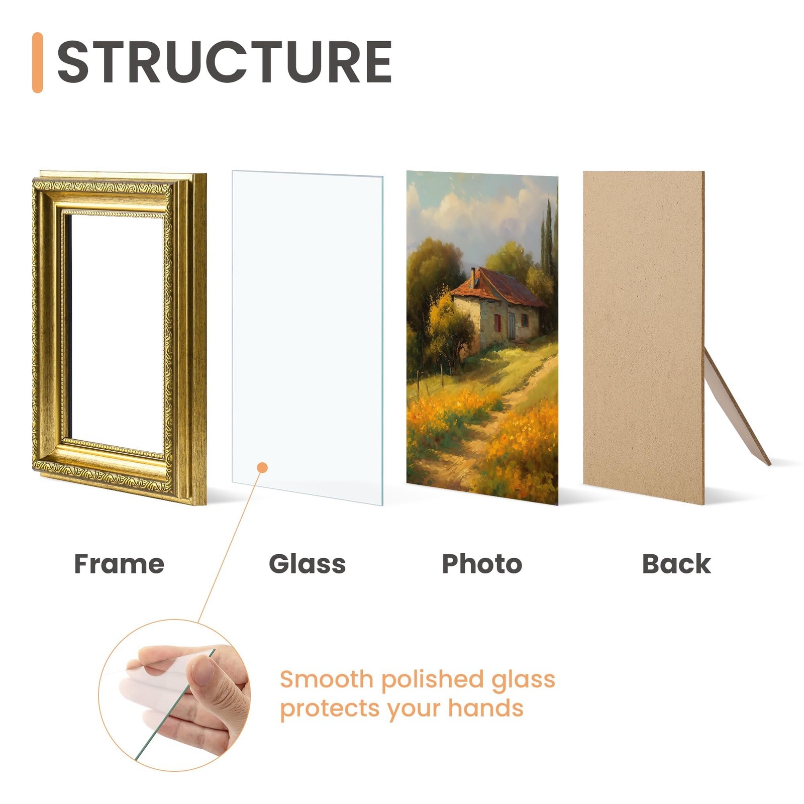 upsimples 5×7 Picture Frame with Real Glass, Ornate Vintage 5 x 7 5×7, Gold