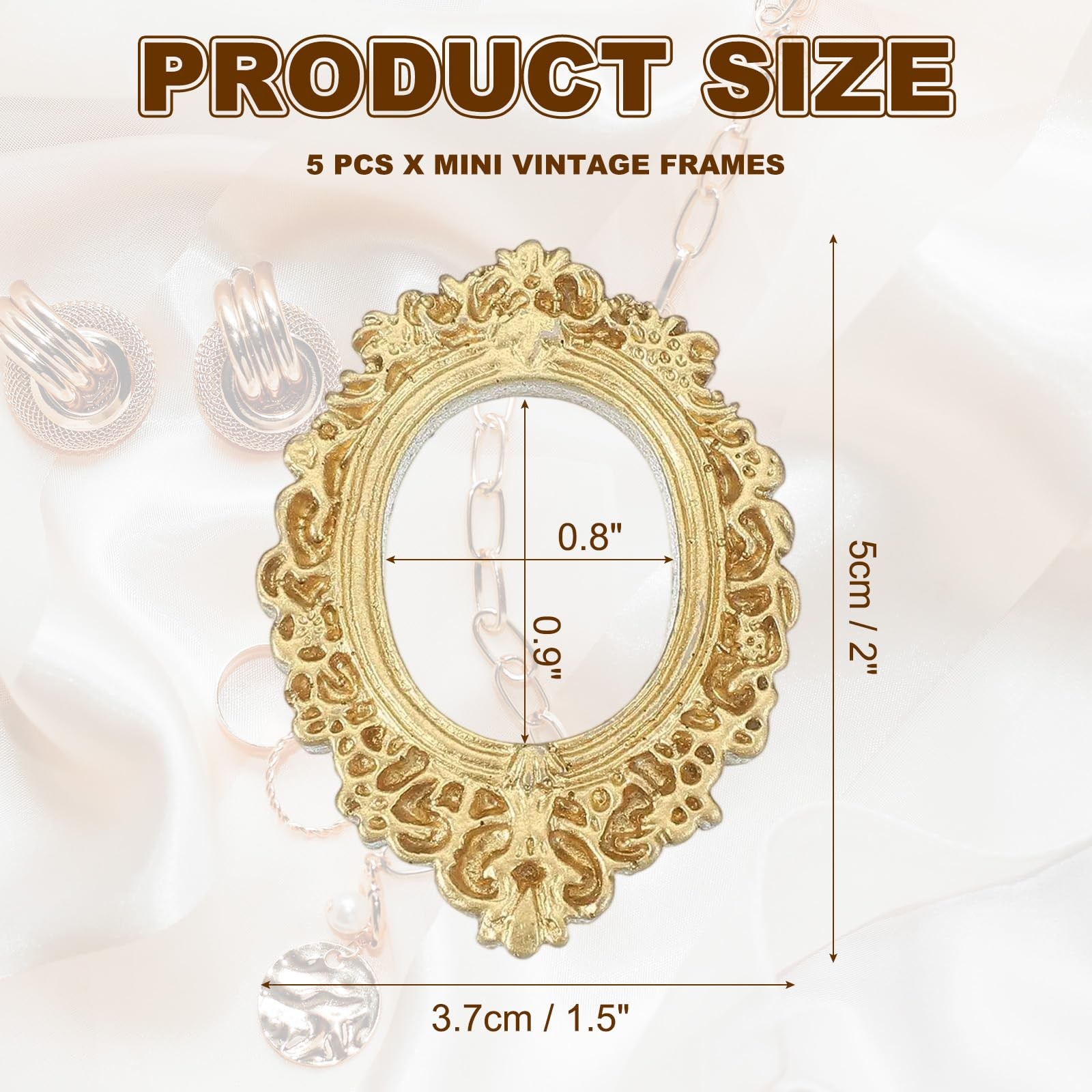 uxcell 5pcs Vintage Resin Picture Frames, Mini Tiny 0.9 x 0.8 inch, Gold